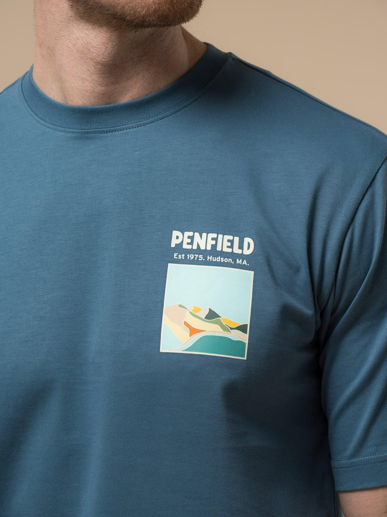 Product image 5 of 11, which shows Penfield Block Landscape Graphic Cotton T-Shirt , Blue Fusion, S