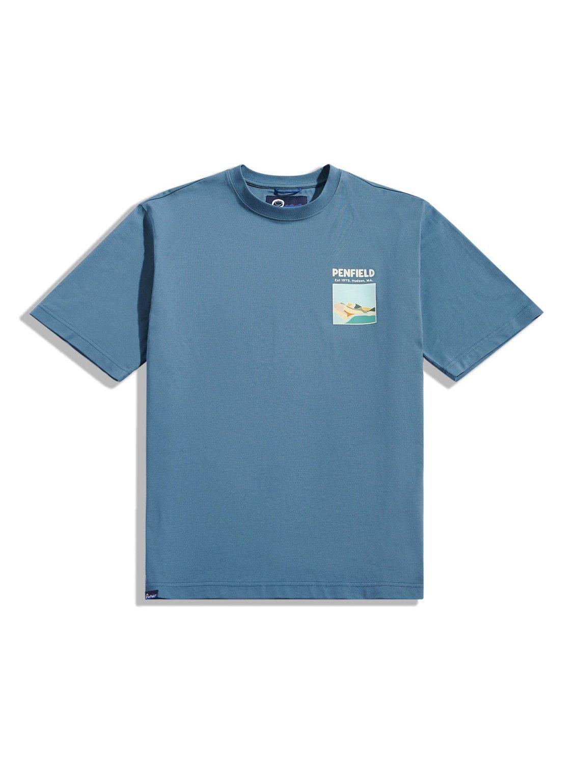 Product image 7 of 11, which shows Penfield Block Landscape Graphic Cotton T-Shirt , Blue Fusion, S