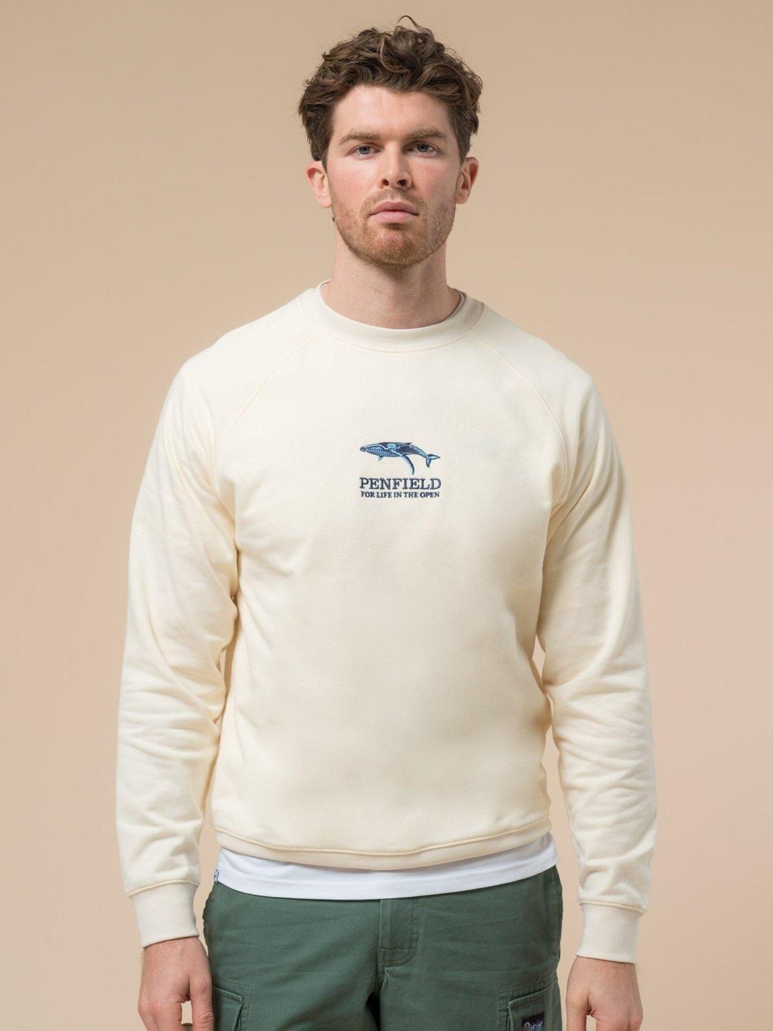Product image 1 of 8, which shows Penfield Embroidered Whale Cotton Jumper, Vanilla Ice, S