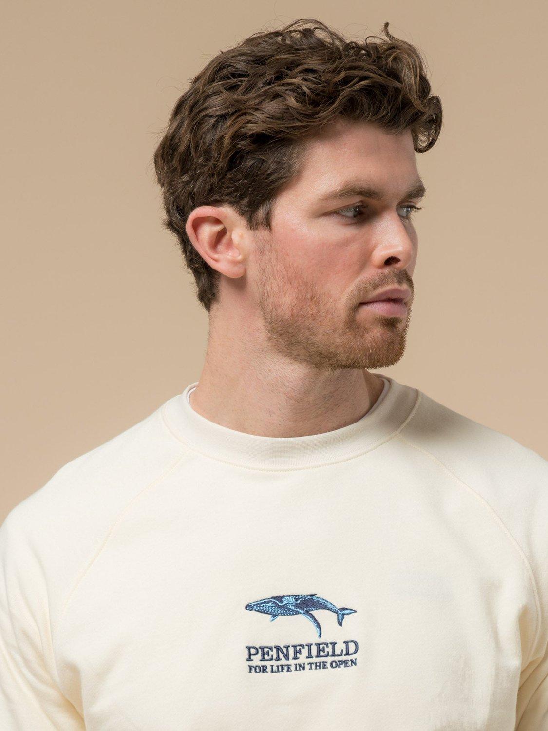 Product image 2 of 8, which shows Penfield Embroidered Whale Cotton Jumper, Vanilla Ice, S