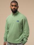 Penfield Textured Stripe Half Zip Funnel Neck Top, Mistletoe