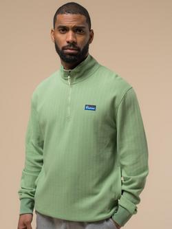 Penfield Textured Stripe Half Zip Funnel Neck Top, Mistletoe, Mistletoe