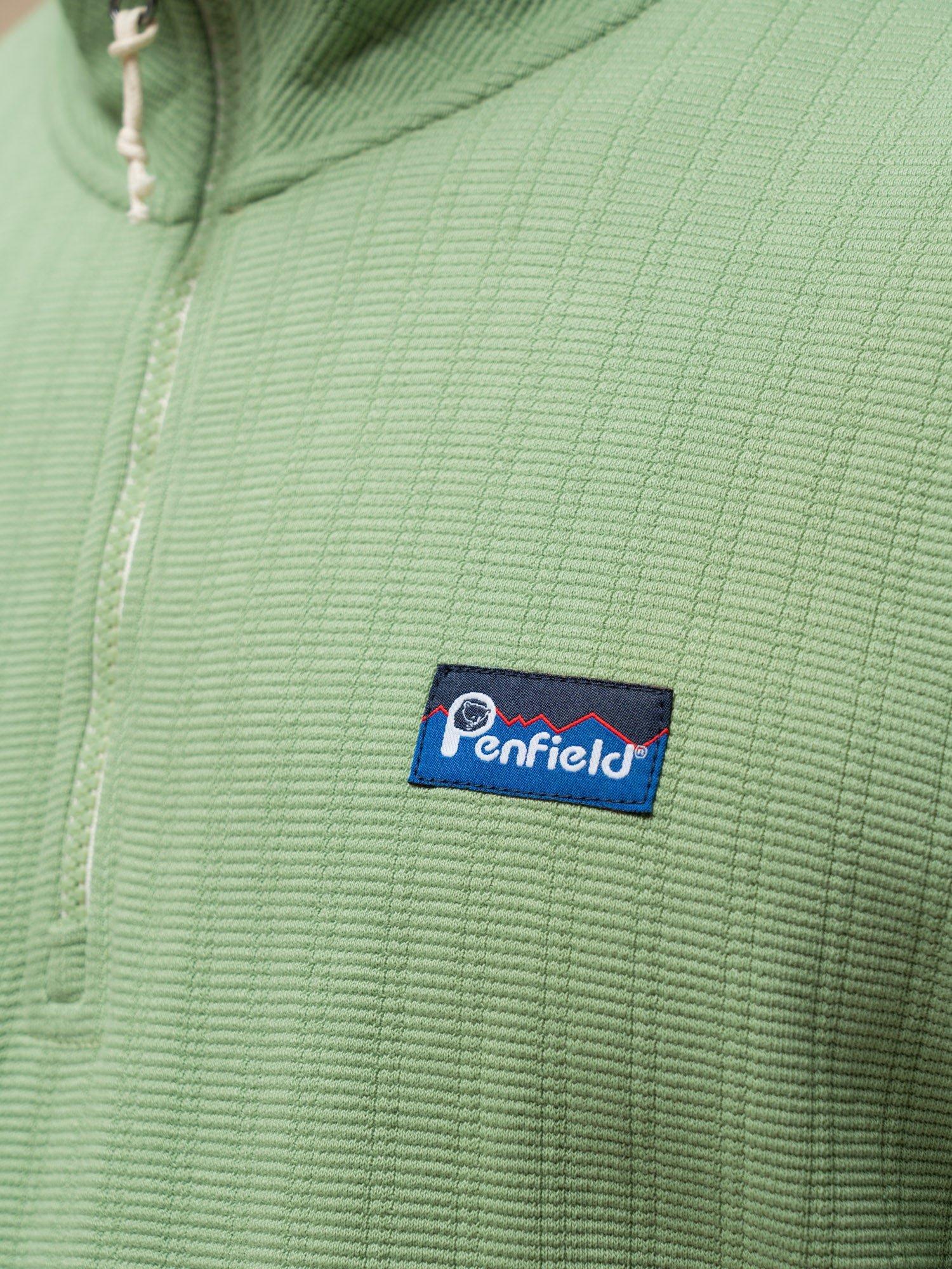 Product image 5 of 10, which shows Penfield Textured Stripe Half Zip Funnel Neck Top, Mistletoe, S