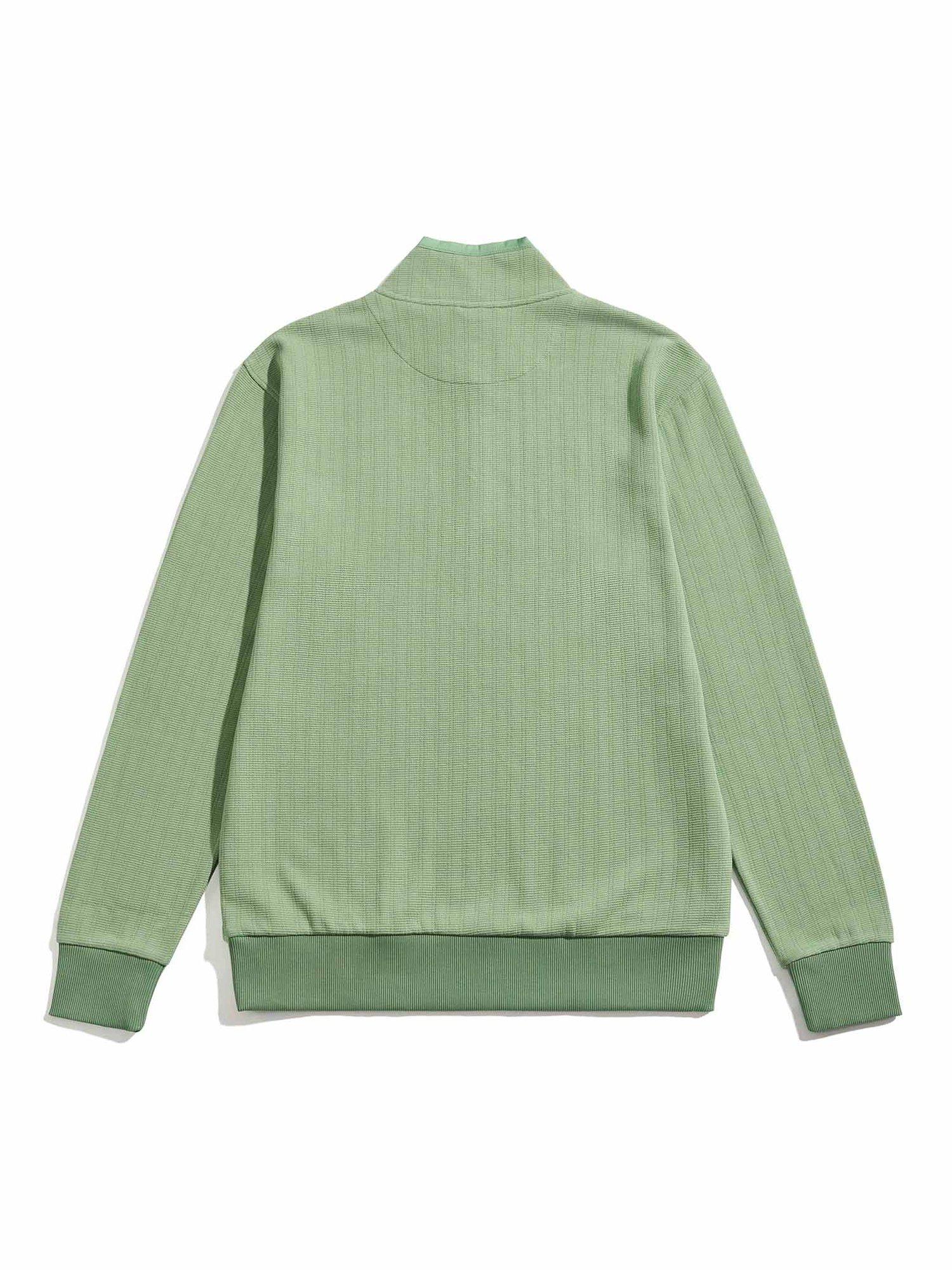 Product image 8 of 10, which shows Penfield Textured Stripe Half Zip Funnel Neck Top, Mistletoe, S