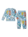Stella McCartney Kids Kids' Cotton Fleece Earth Characters Tracksuit Top, Azzurro/Multicolour