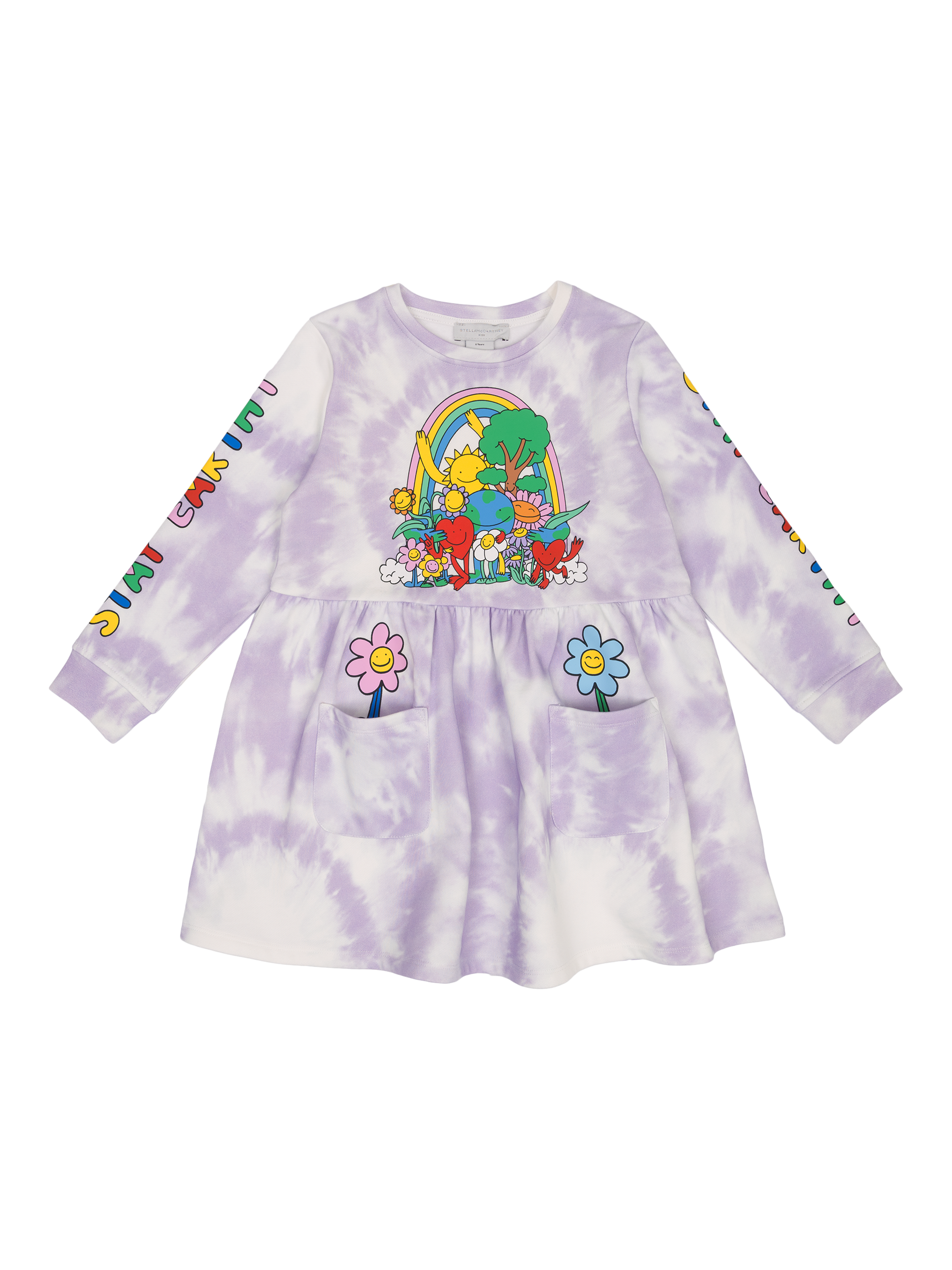Product image 1 of 1, which shows Stella McCartney Kids Kids' Cotton Jersey Earth Gang Flowers Tie-Dye Dress, Colourful, 2 years