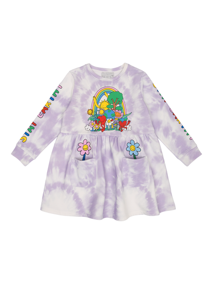 Stella McCartney Kids Kids' Cotton Jersey Earth Gang Flowers Tie-Dye Dress, Colourful