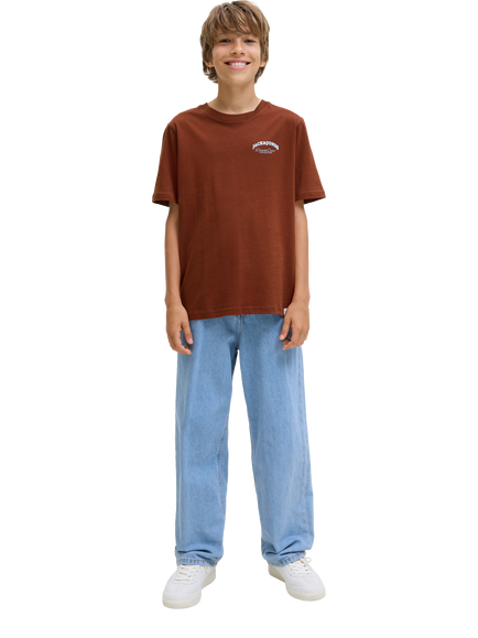 Jack & Jones Kids' Cotton Short Sleeved Graphic T-Shirt, Burnt Henna, Burnt Henna