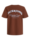 Jack & Jones Kids' Cotton Short Sleeved Graphic T-Shirt, Burnt Henna