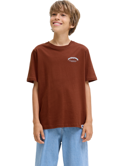 Jack & Jones Kids' Cotton Short Sleeved Graphic T-Shirt, Burnt Henna - view 2, Burnt Henna