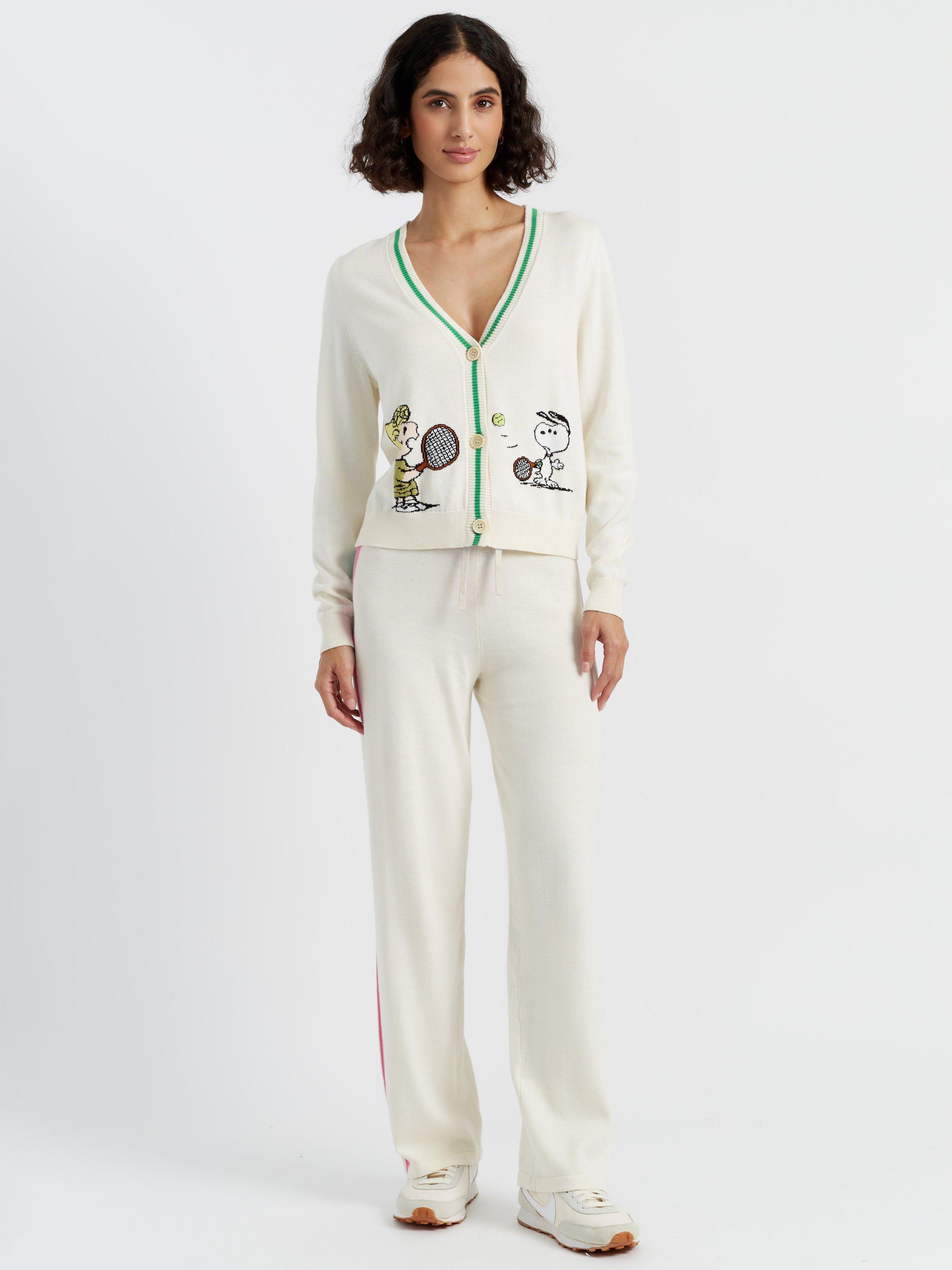 Product image 1 of 3, which shows Chinti & Parker Peanuts Racquet Club Cardigan, Cream/Multi, XS