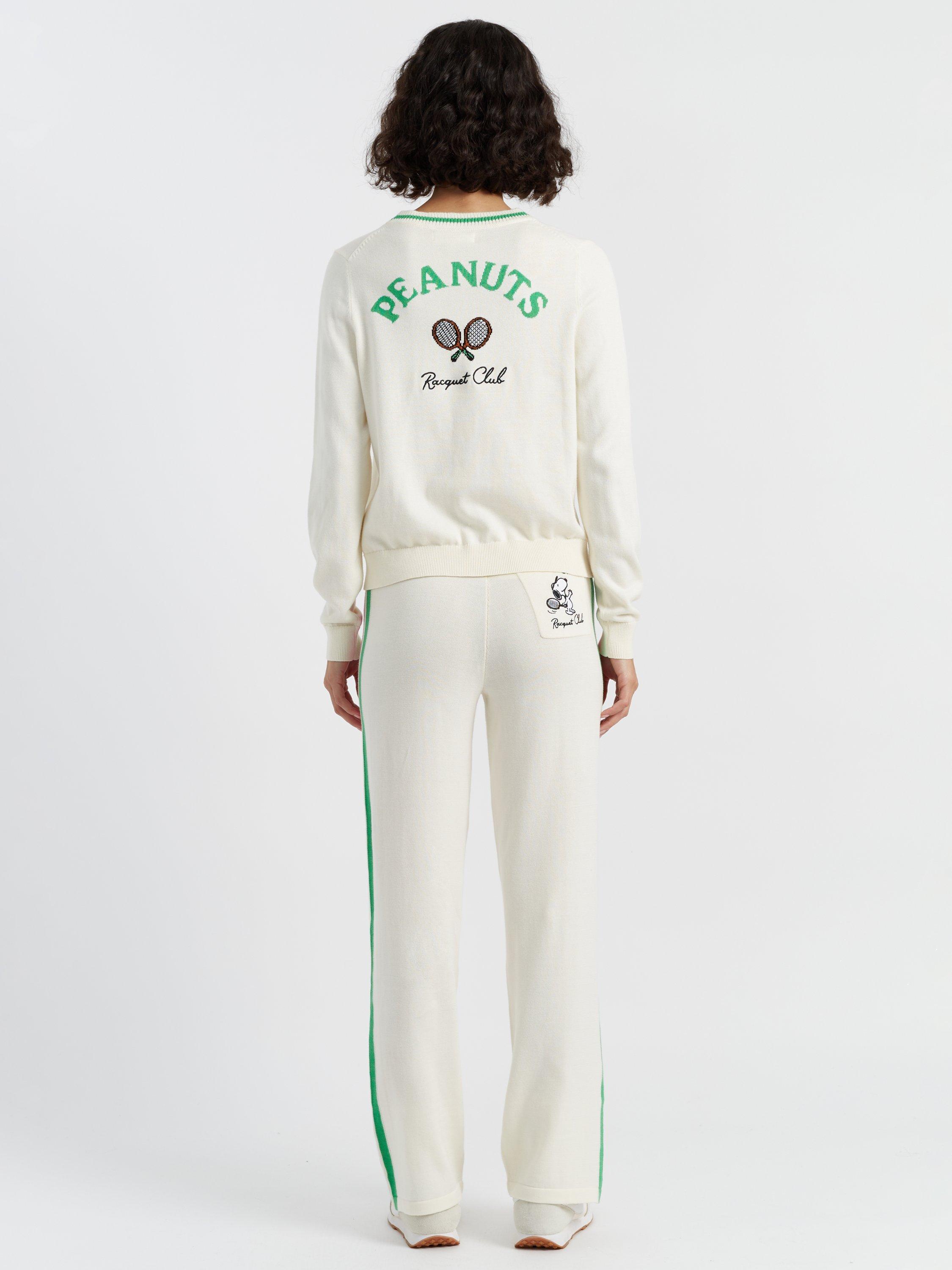 Product image 2 of 3, which shows Chinti & Parker Peanuts Racquet Club Cardigan, Cream/Multi, XS