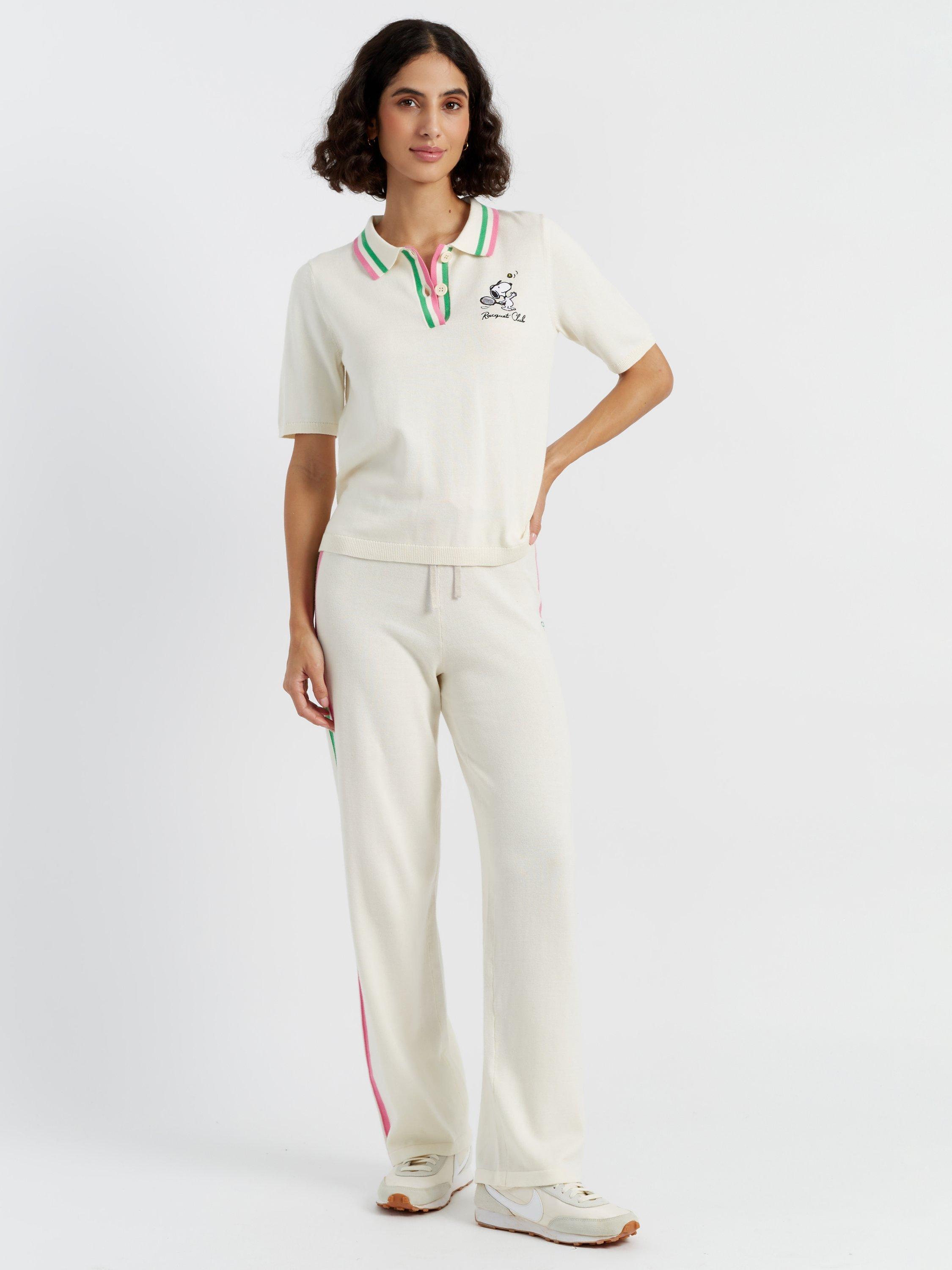 Product image 1 of 3, which shows Chinti & Parker Peanuts Racquet Club Polo Shirt, Cream/Multi, XS
