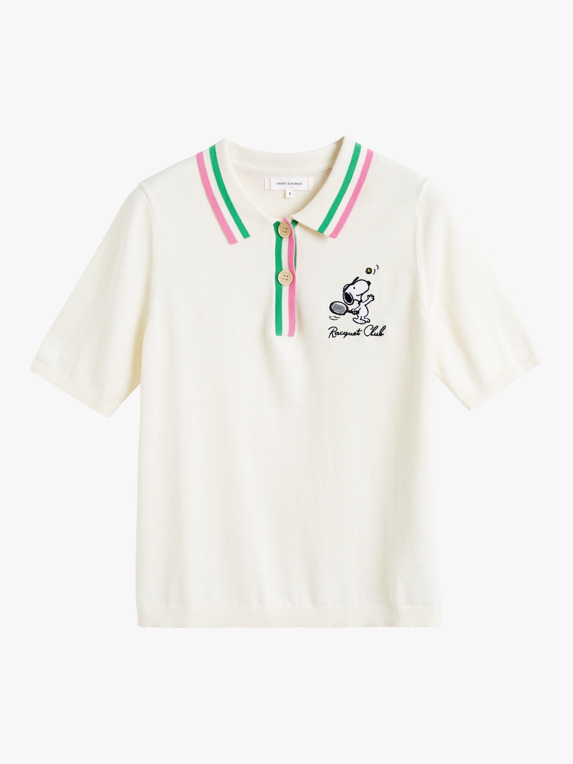 Product image 3 of 3, which shows Chinti & Parker Peanuts Racquet Club Polo Shirt, Cream/Multi, XS