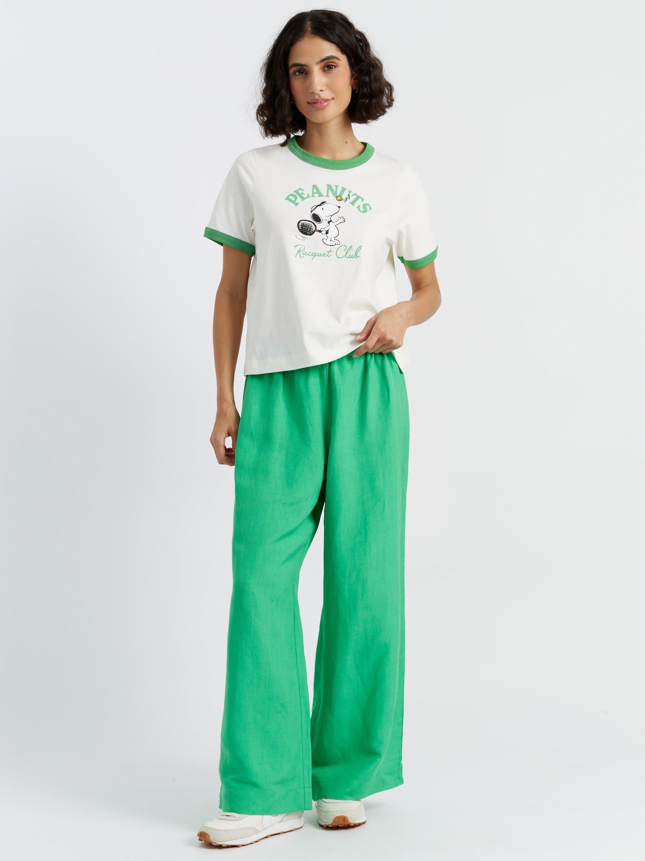 Product image 1 of 3, which shows Chinti & Parker Snoopy Racquet Club Pure Organic Cotton T-Shirt, Cream, XS