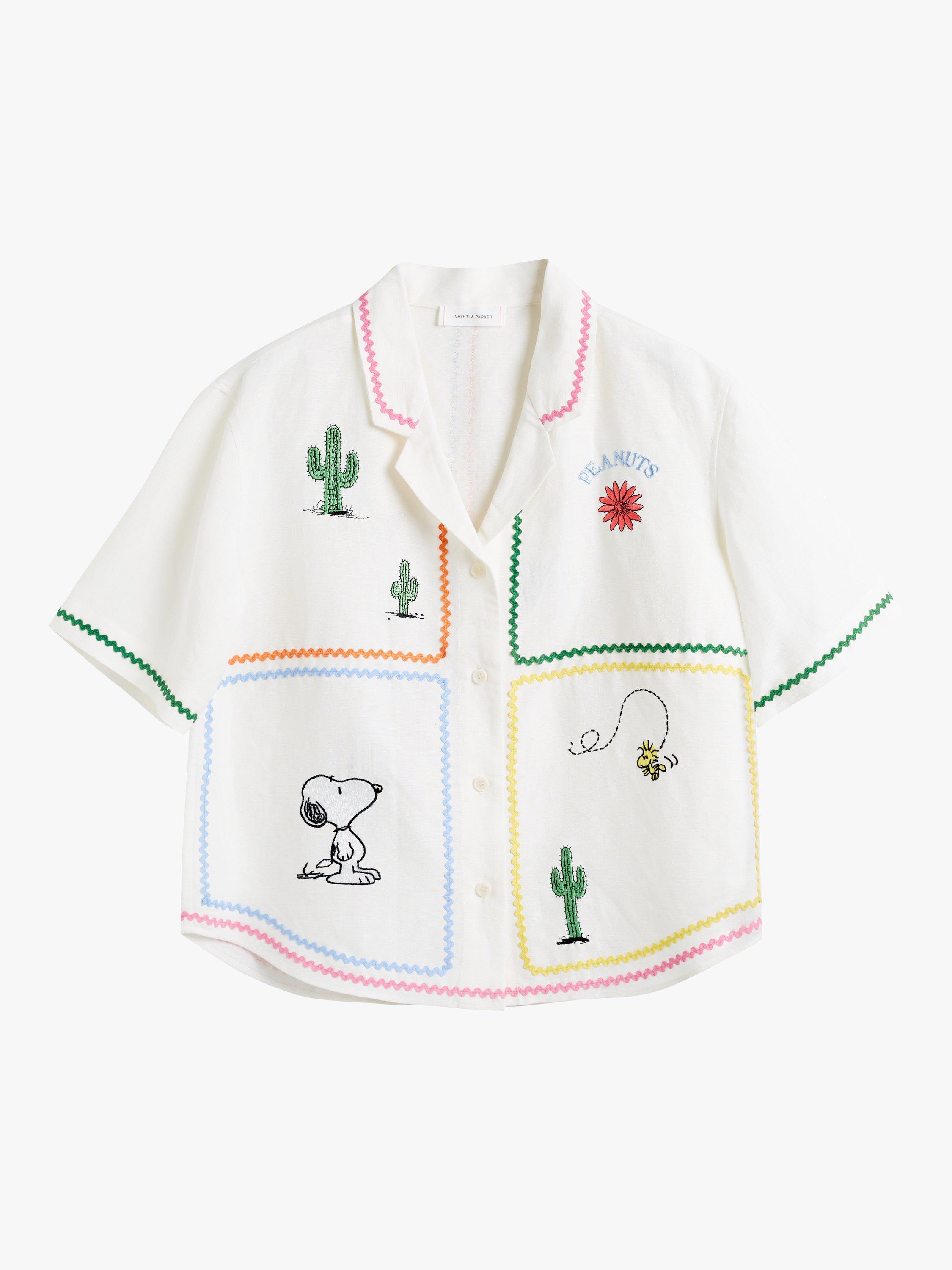 Product image 4 of 5, which shows Chinti & Parker Peanuts Vacation Linen Rich Shirt, Cream, XS