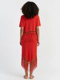 Chinti & Parker X Laura Whitmore Cotton Beaded Fringe Top, Terracotta