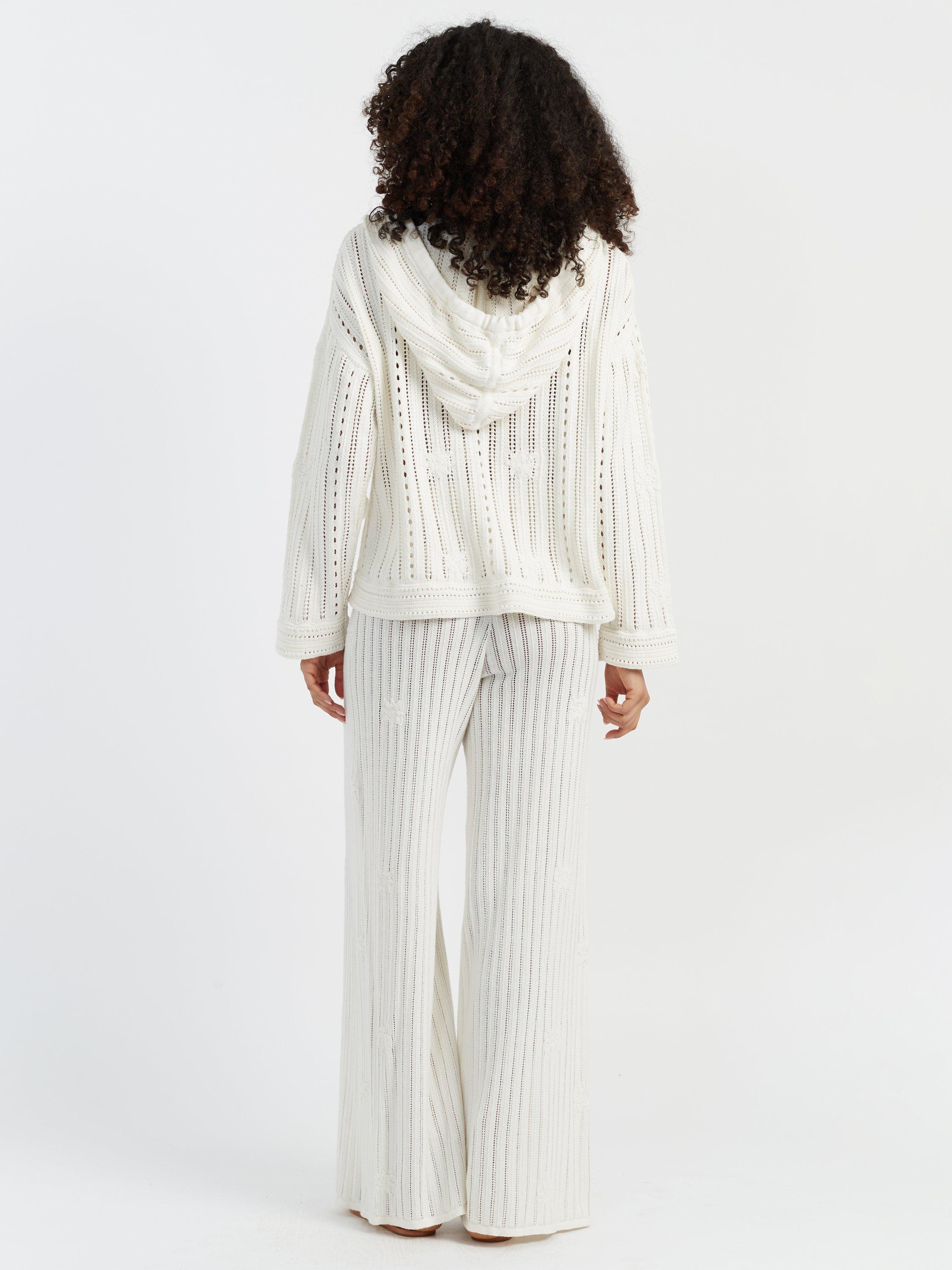 Product image 2 of 4, which shows Chinti & Parker X Laura Whitmore Bohemian Floral Embroidered Knit Hoodie, Cream, XS