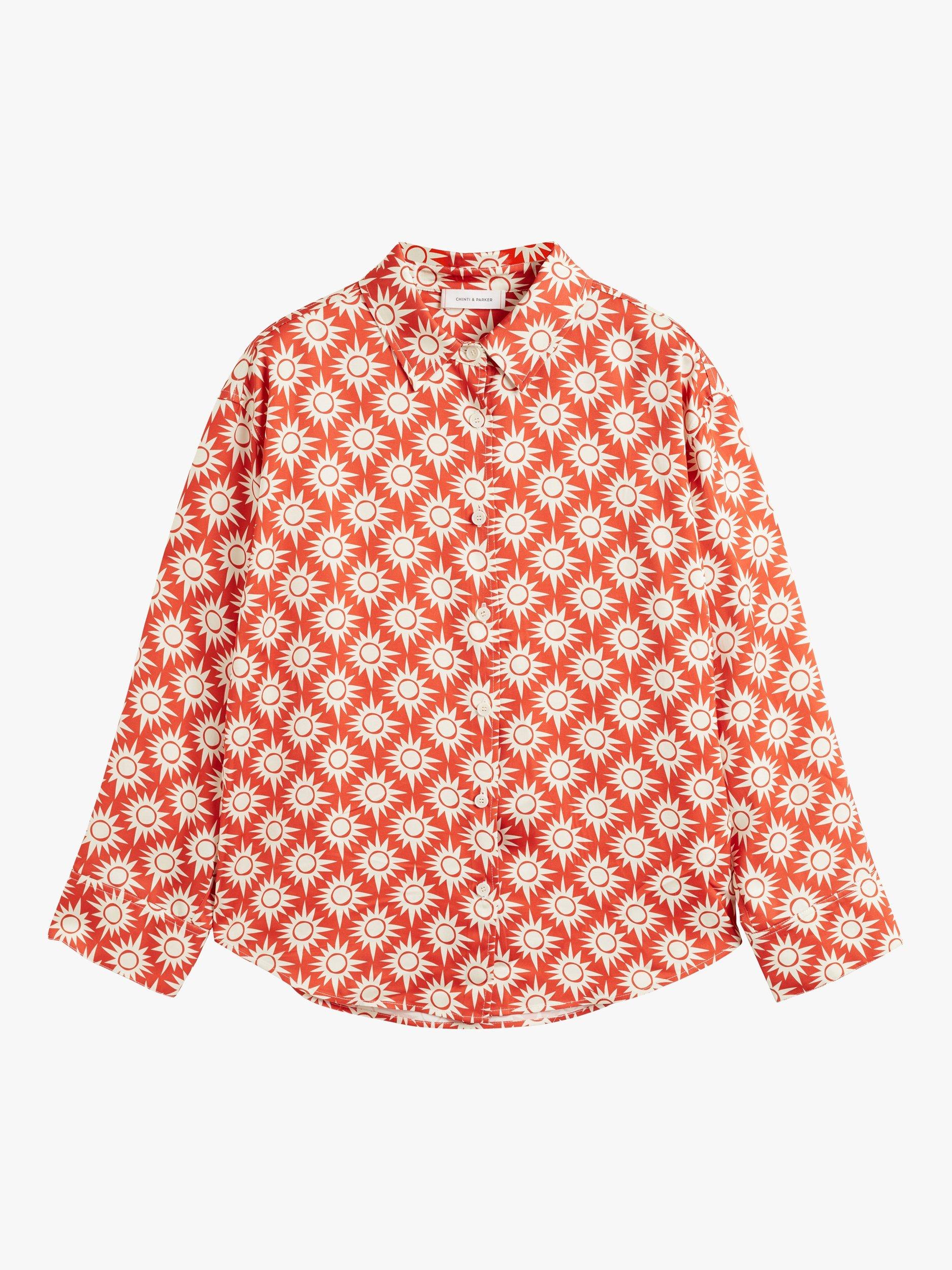 Product image 3 of 3, which shows Chinti & Parker X Laura Whitmore Paradise Print Shirt, Terracotta, 6