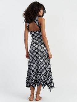 Chinti & Parker X Laura Whitmore Sunflower Jacquard Flared Maxi Dress, Black - view 2, Black
