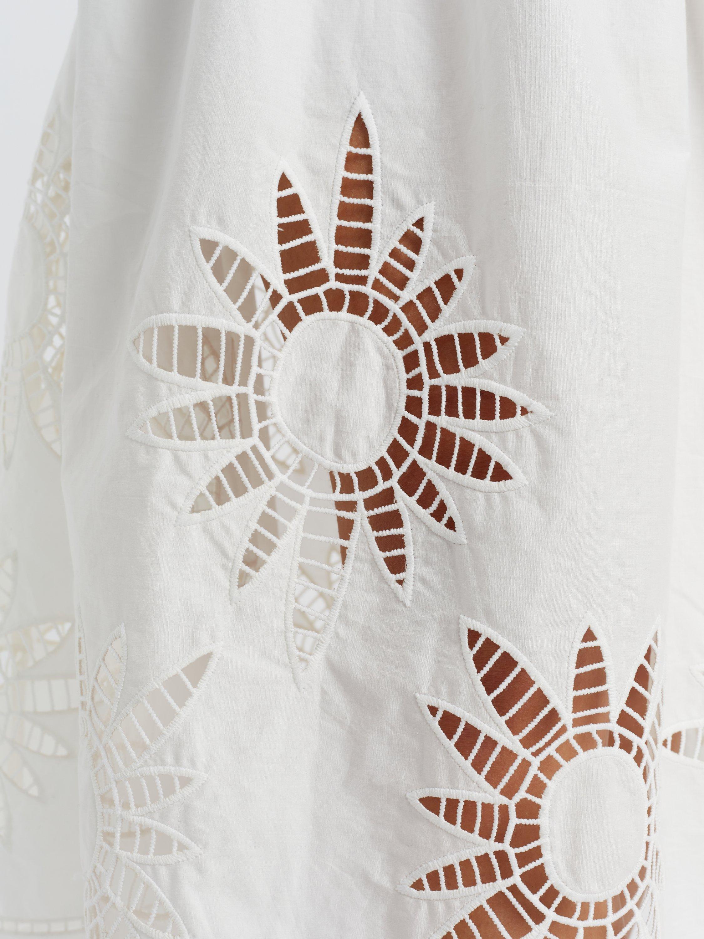 Product image 3 of 4, which shows Chinti & Parker Broderie Cotton Empire Line Midi Dress, Cream, 6