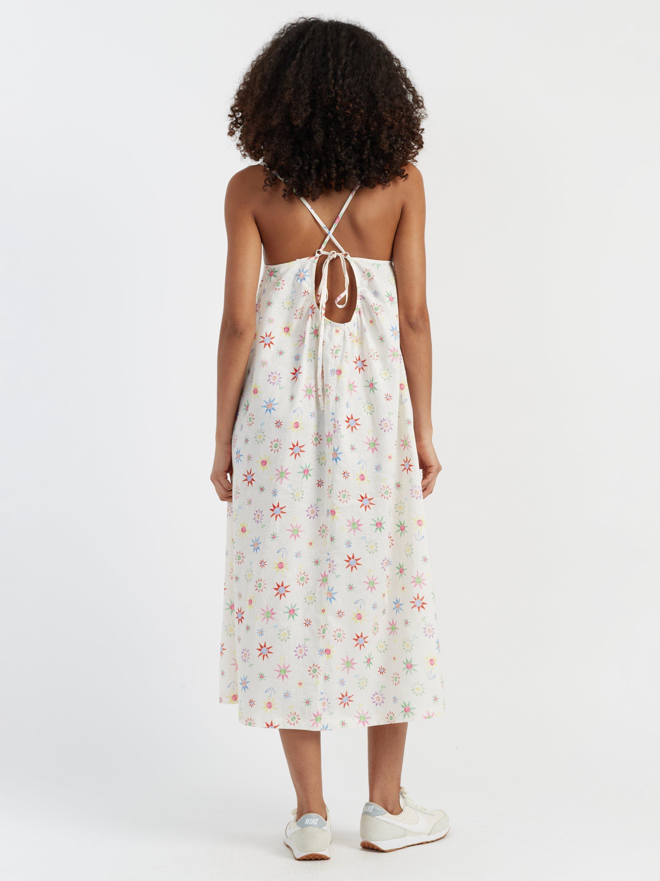 Product image 2 of 4, which shows Chinti & Parker Etoile Linen Blend Sun Dress, Cream, 6