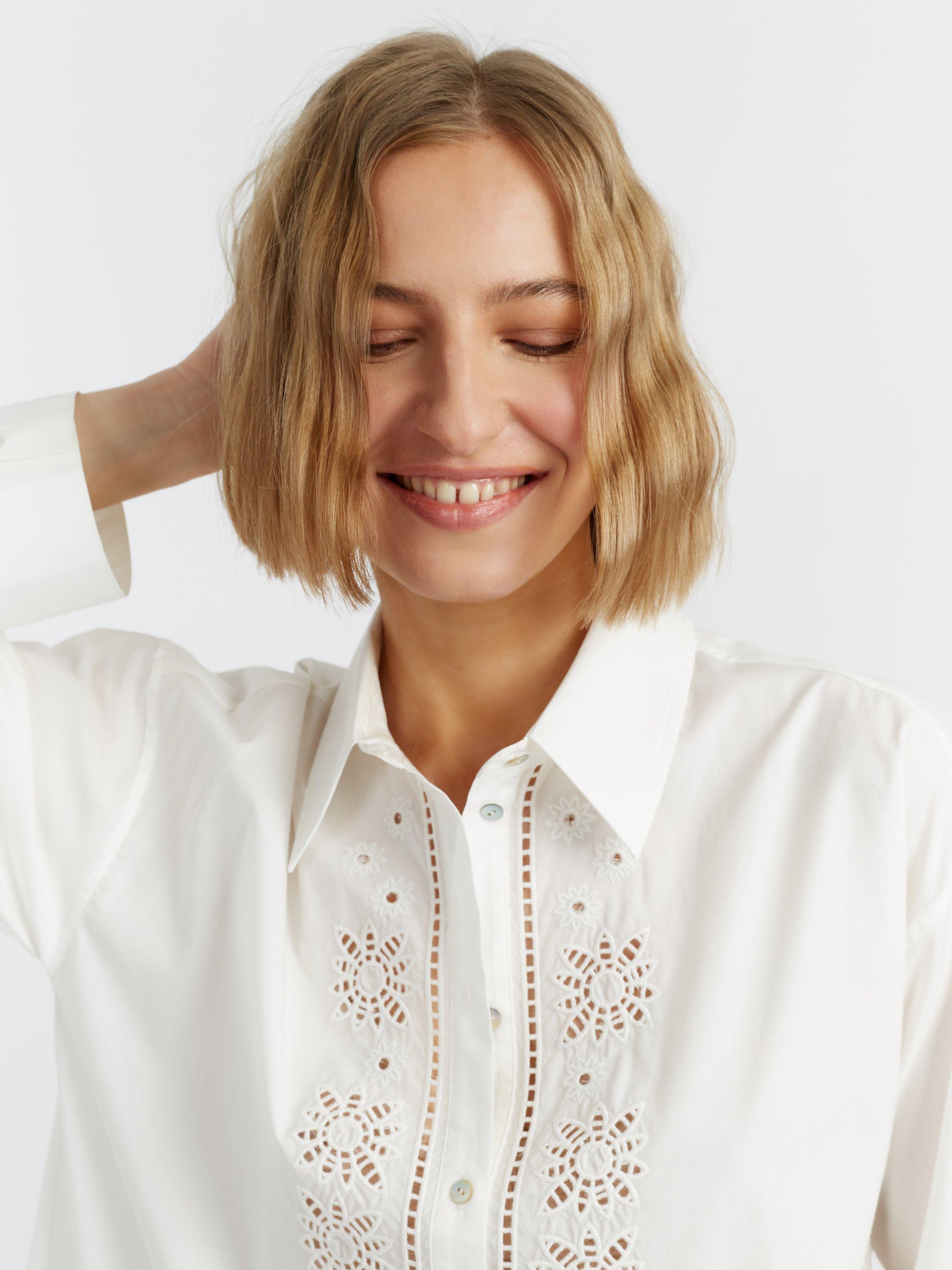 Product image 3 of 4, which shows Chinti & Parker Broderie Anglaise Shirt Dress, Cream, 6
