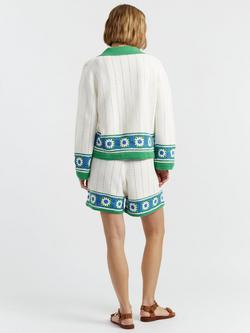 Chinti & Parker Hand Crochet Floral Border Shirt - view 2, Cream/Green/Blue