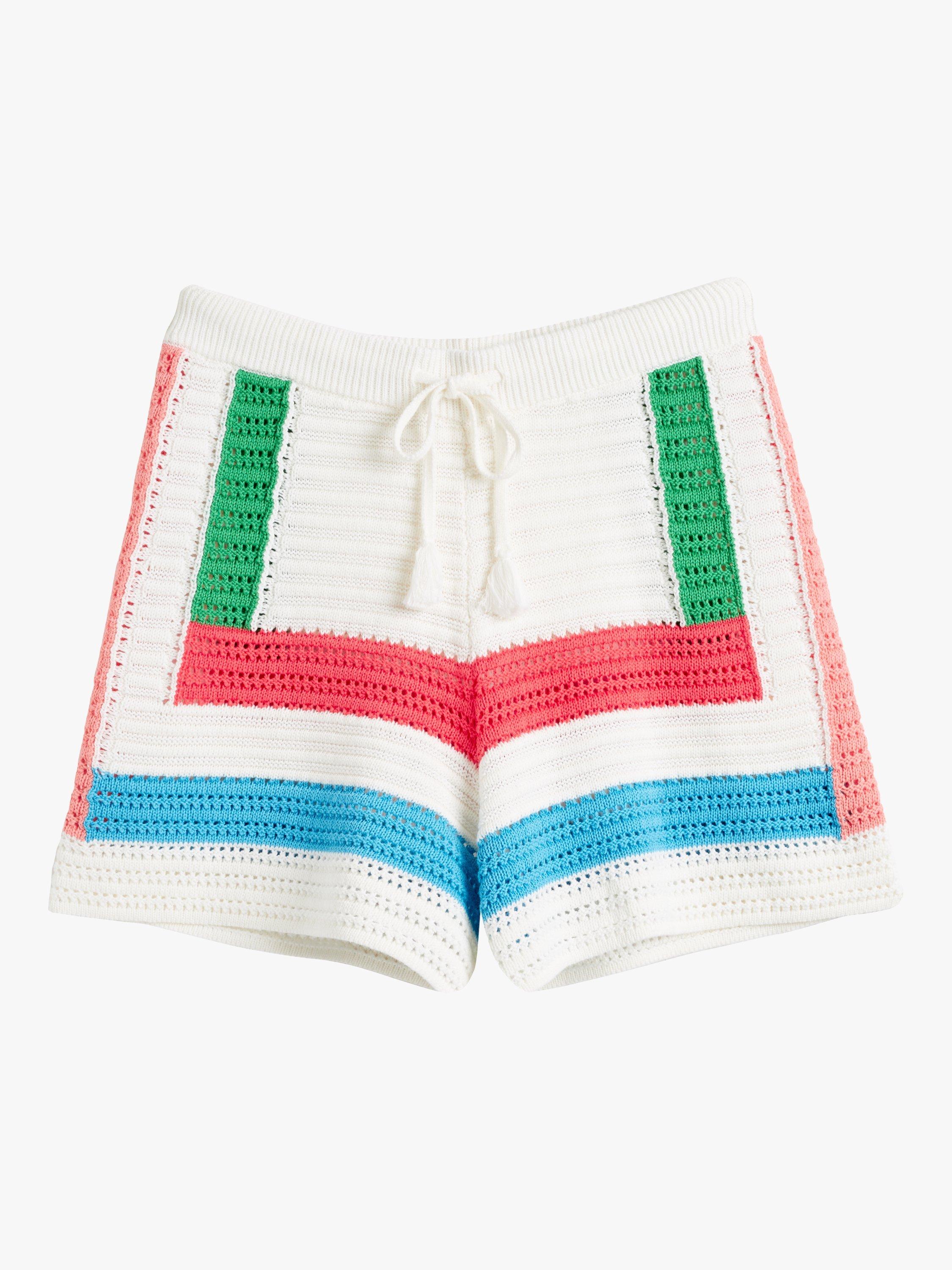 Product image 4 of 4, which shows Chinti & Parker Capri Crochet Shorts, Cream/Multi, XS