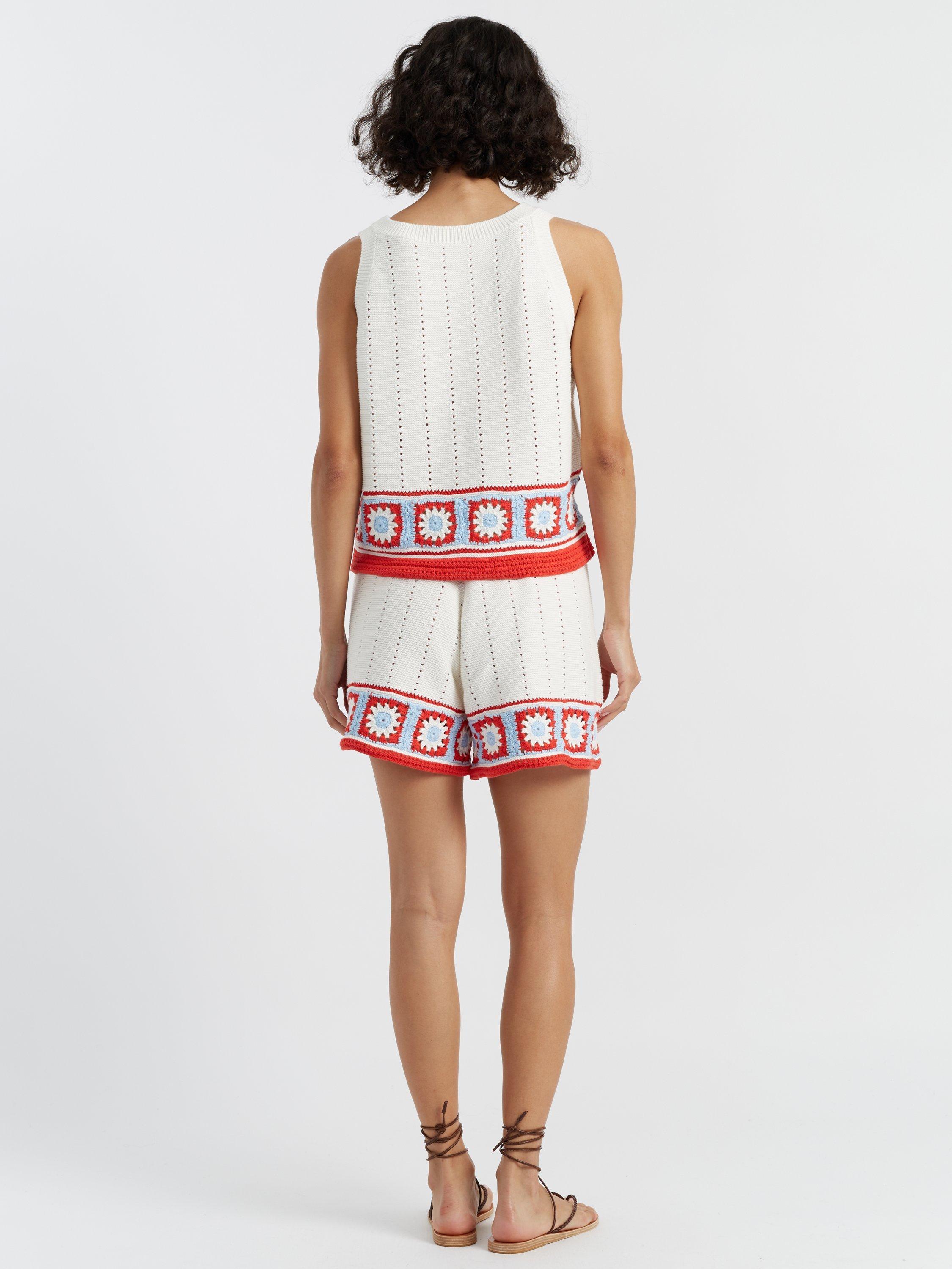 Product image 2 of 4, which shows Chinti & Parker Hand Crochet Floral Border Vest, Cream/Terracotta, XS