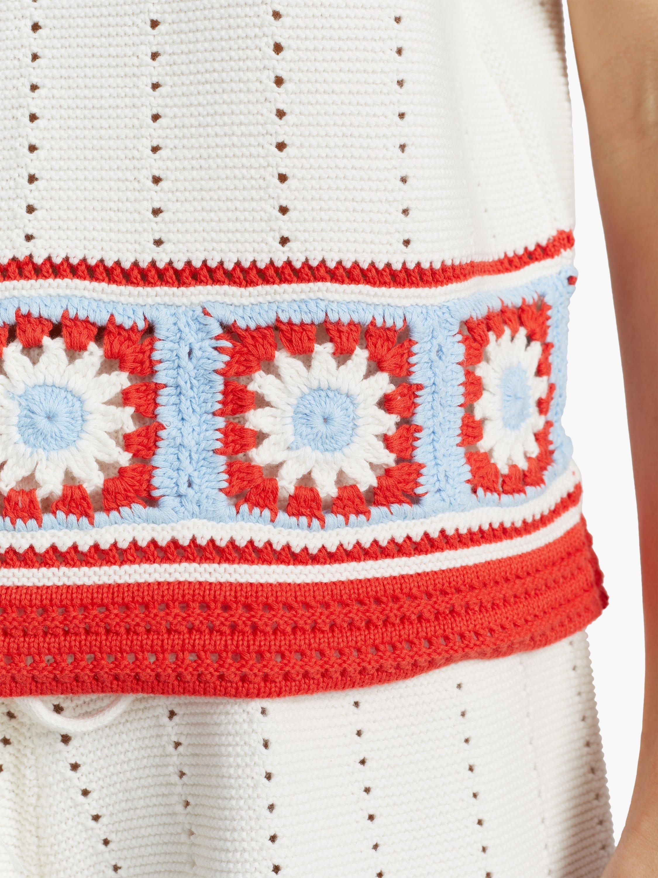 Product image 3 of 4, which shows Chinti & Parker Hand Crochet Floral Border Vest, Cream/Terracotta, XS