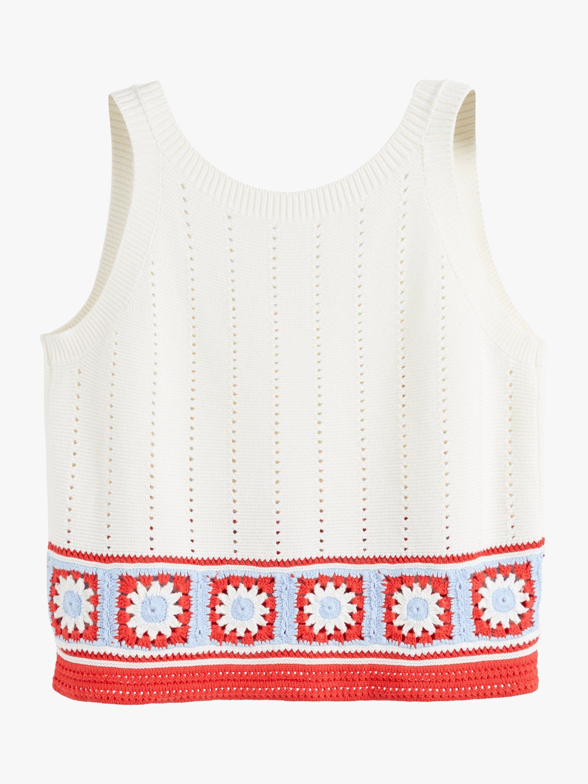 Product image 4 of 4, which shows Chinti & Parker Hand Crochet Floral Border Vest, Cream/Terracotta, XS