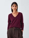 John Lewis V-Neck Cashmere Jumper, Burgundy