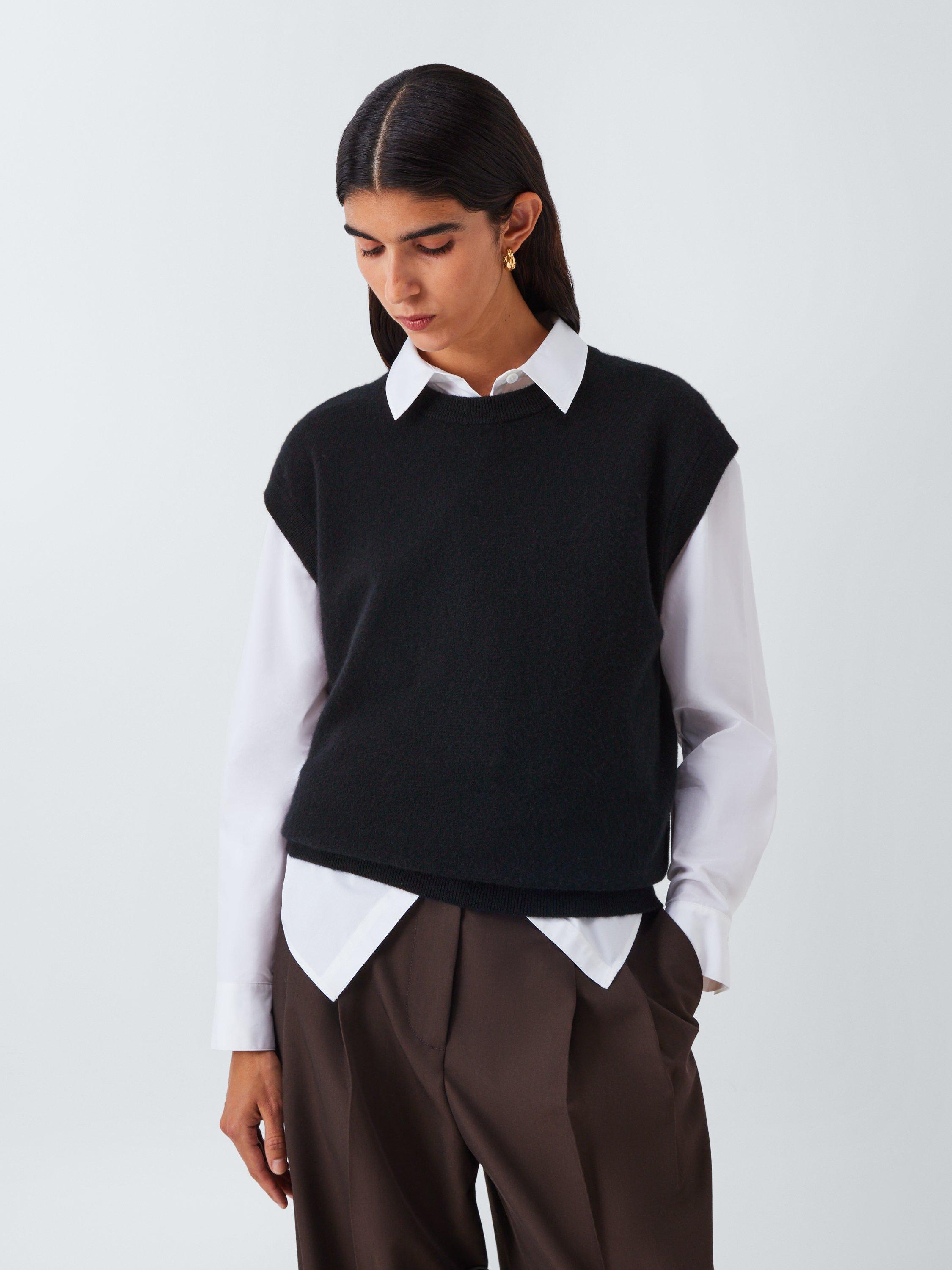 Product image 1 of 7, which shows John Lewis Cashmere Sleeveless Knit Vest, Black, M
