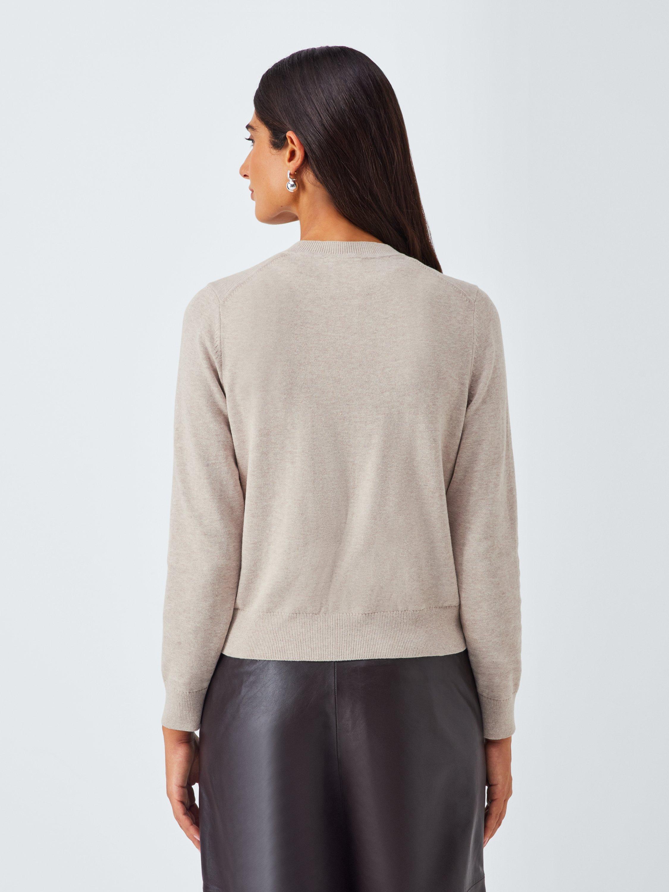 Product image 2 of 6, which shows John Lewis Cotton Crew Neck Cardigan, Natural, 12