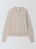 John Lewis Cotton Crew Neck Cardigan, Natural
