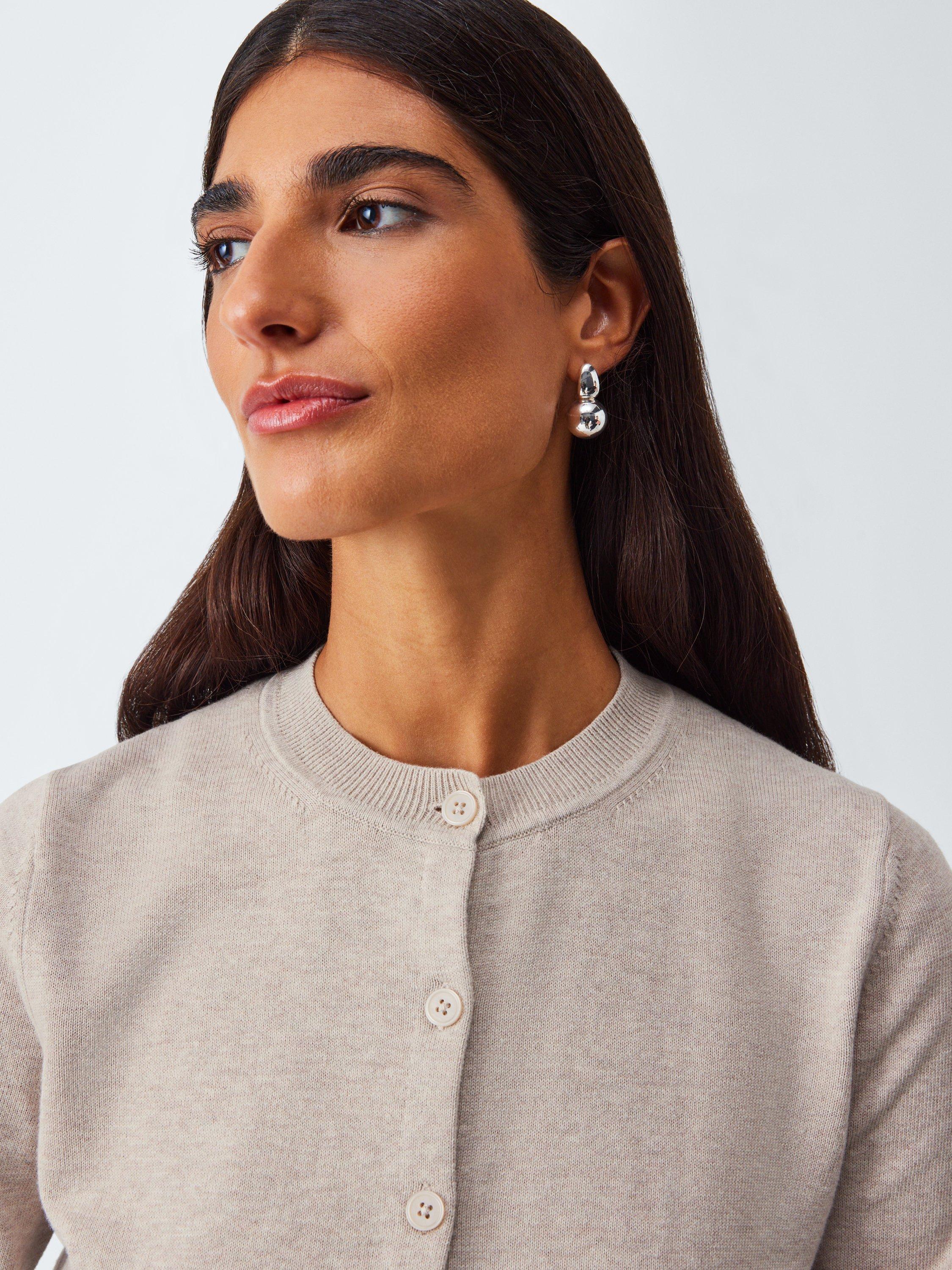 Product image 5 of 6, which shows John Lewis Cotton Crew Neck Cardigan, Natural, 12