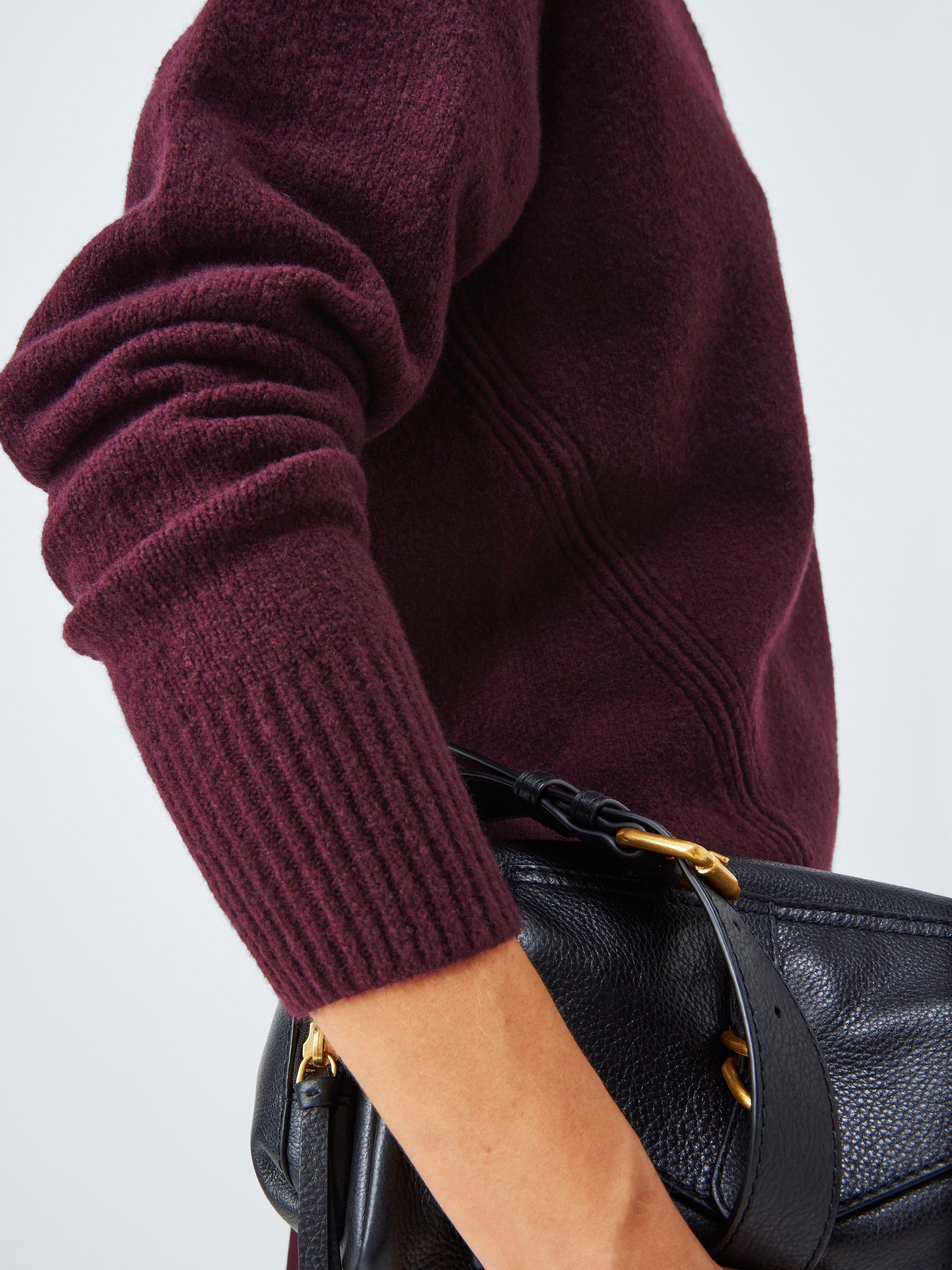 Product image 6 of 6, which shows John Lewis Soft Cotton & Wool Blend V-Neck Jumper, Berry, XL