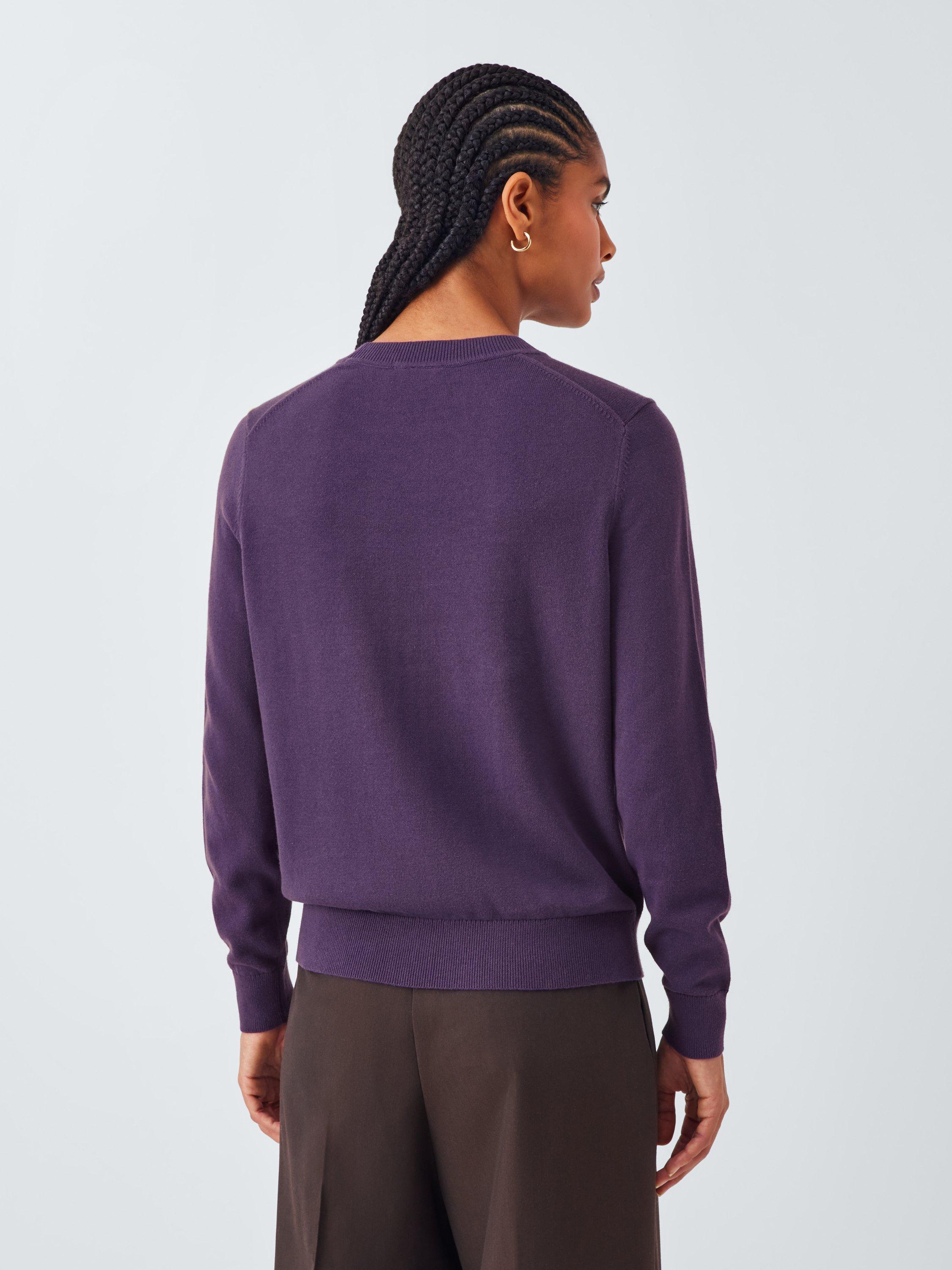 Product image 2 of 6, which shows John Lewis Cotton Crew Neck Jumper, Grape, 8