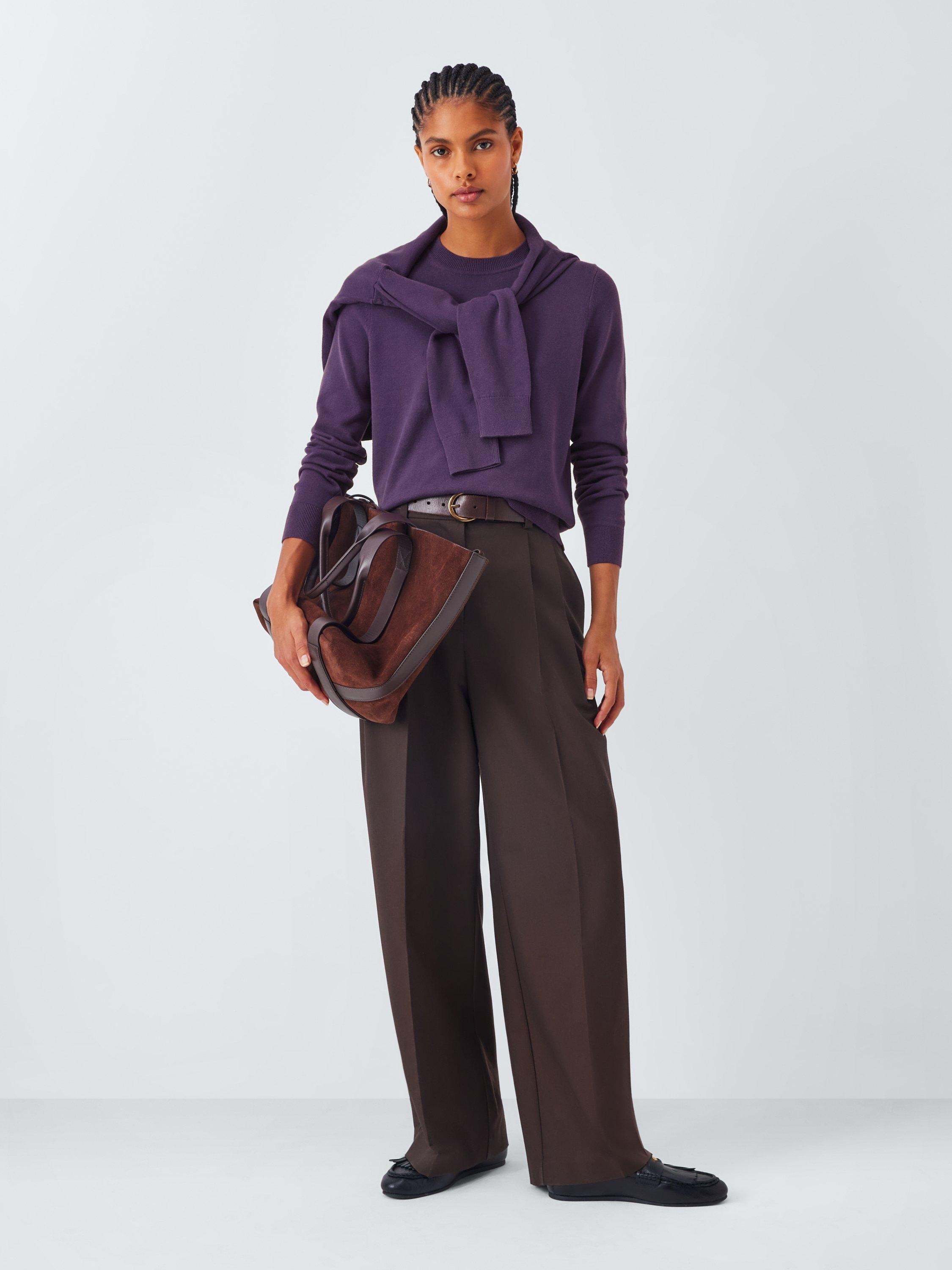 Product image 3 of 6, which shows John Lewis Cotton Crew Neck Jumper, Grape, 8