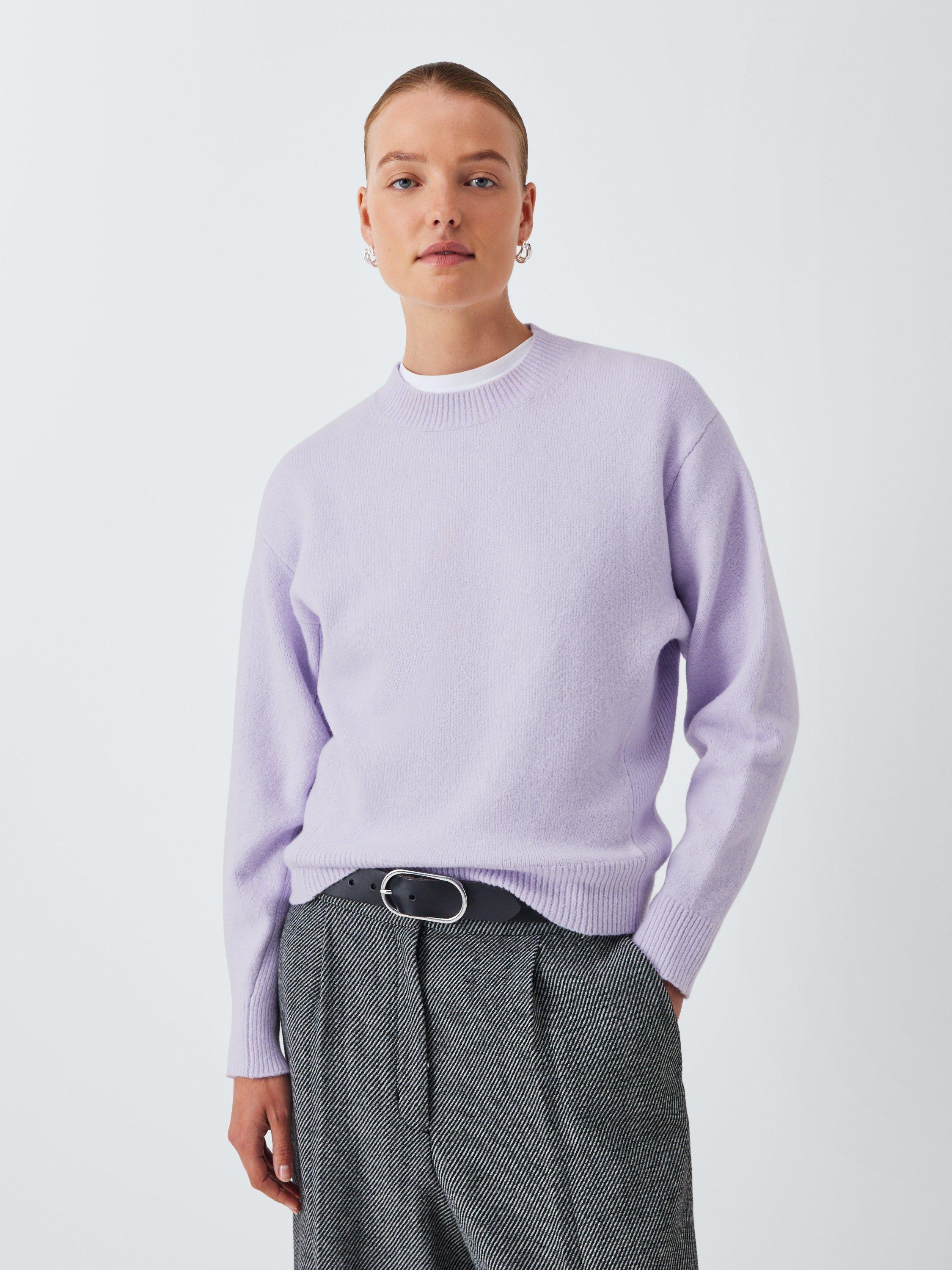 Product image 1 of 6, which shows John Lewis Soft Cotton & Wool Blend Crew Neck Jumper, Lilac, S