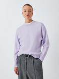 John Lewis Soft Cotton & Wool Blend Crew Neck Jumper, Lilac