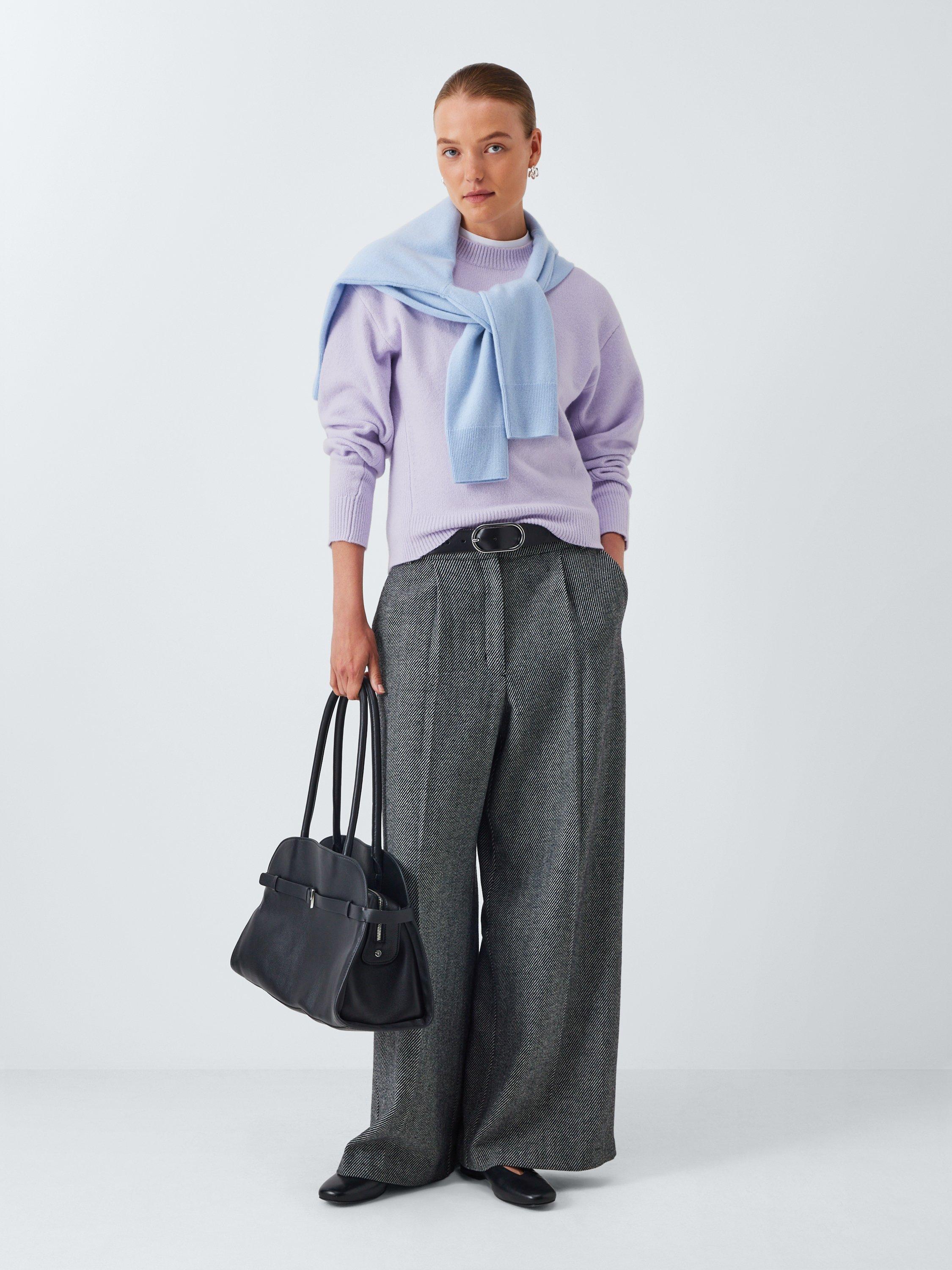 Product image 3 of 6, which shows John Lewis Soft Cotton & Wool Blend Crew Neck Jumper, Lilac, S