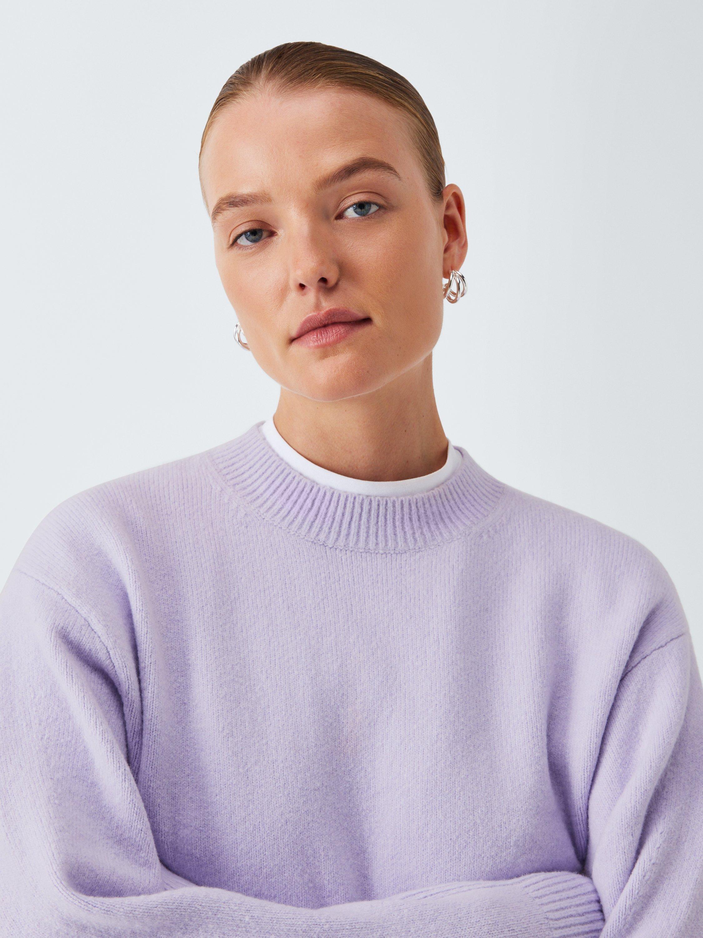 Product image 5 of 6, which shows John Lewis Soft Cotton & Wool Blend Crew Neck Jumper, Lilac, S