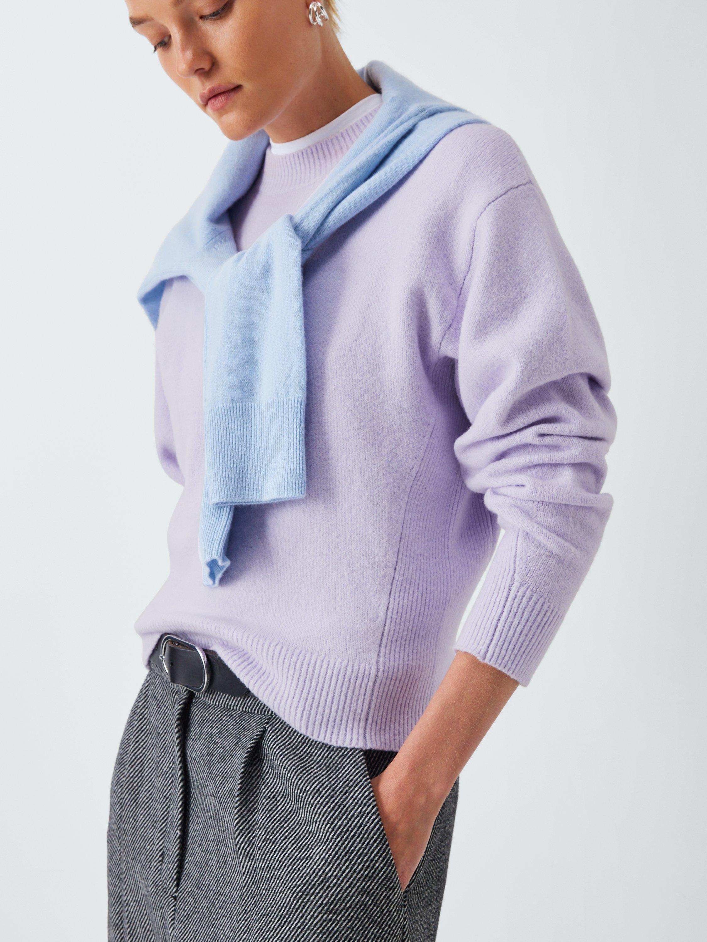Product image 6 of 6, which shows John Lewis Soft Cotton & Wool Blend Crew Neck Jumper, Lilac, S