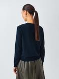 John Lewis Cotton Crew Neck Cardigan, Navy