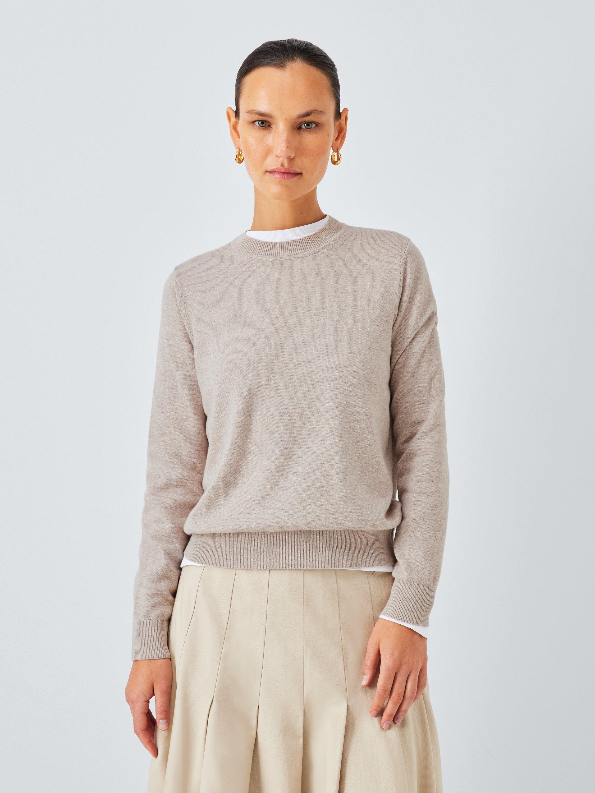 John Lewis Cotton Crew Neck Jumper, Toast