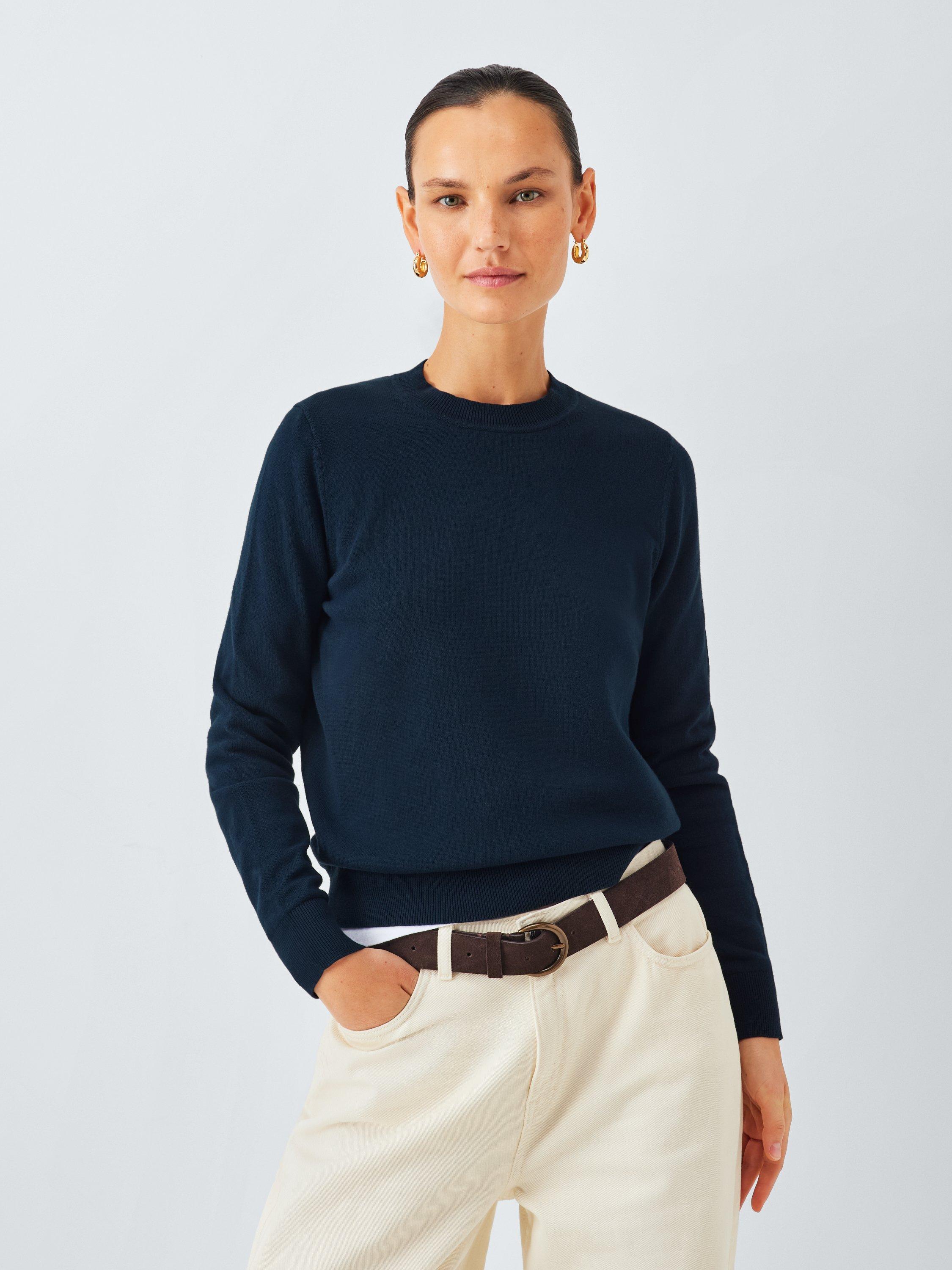 John Lewis Cotton Crew Neck Jumper, Navy