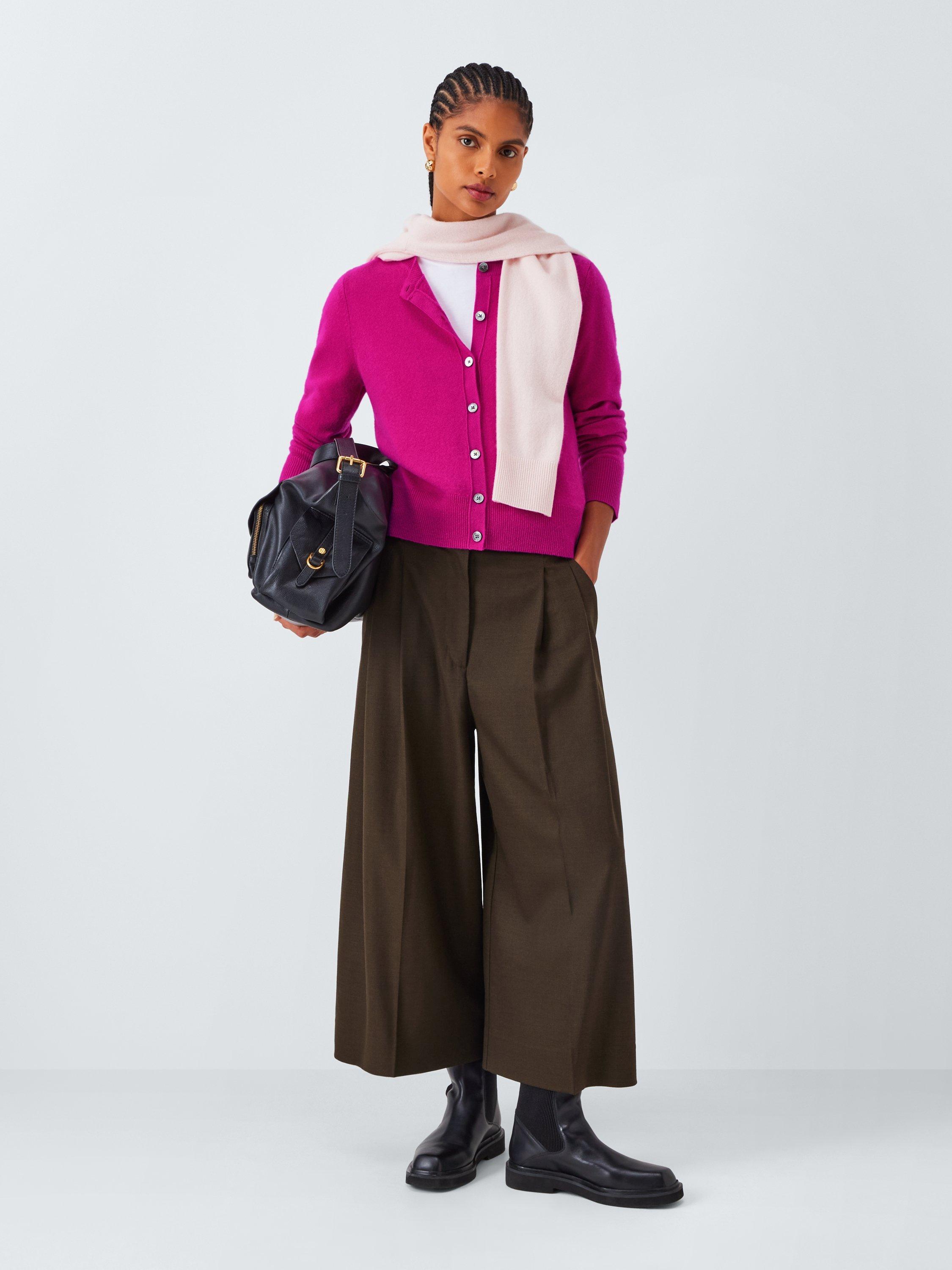 Product image 4 of 6, which shows John Lewis Cashmere Crew Neck Cardigan, Pink, 8