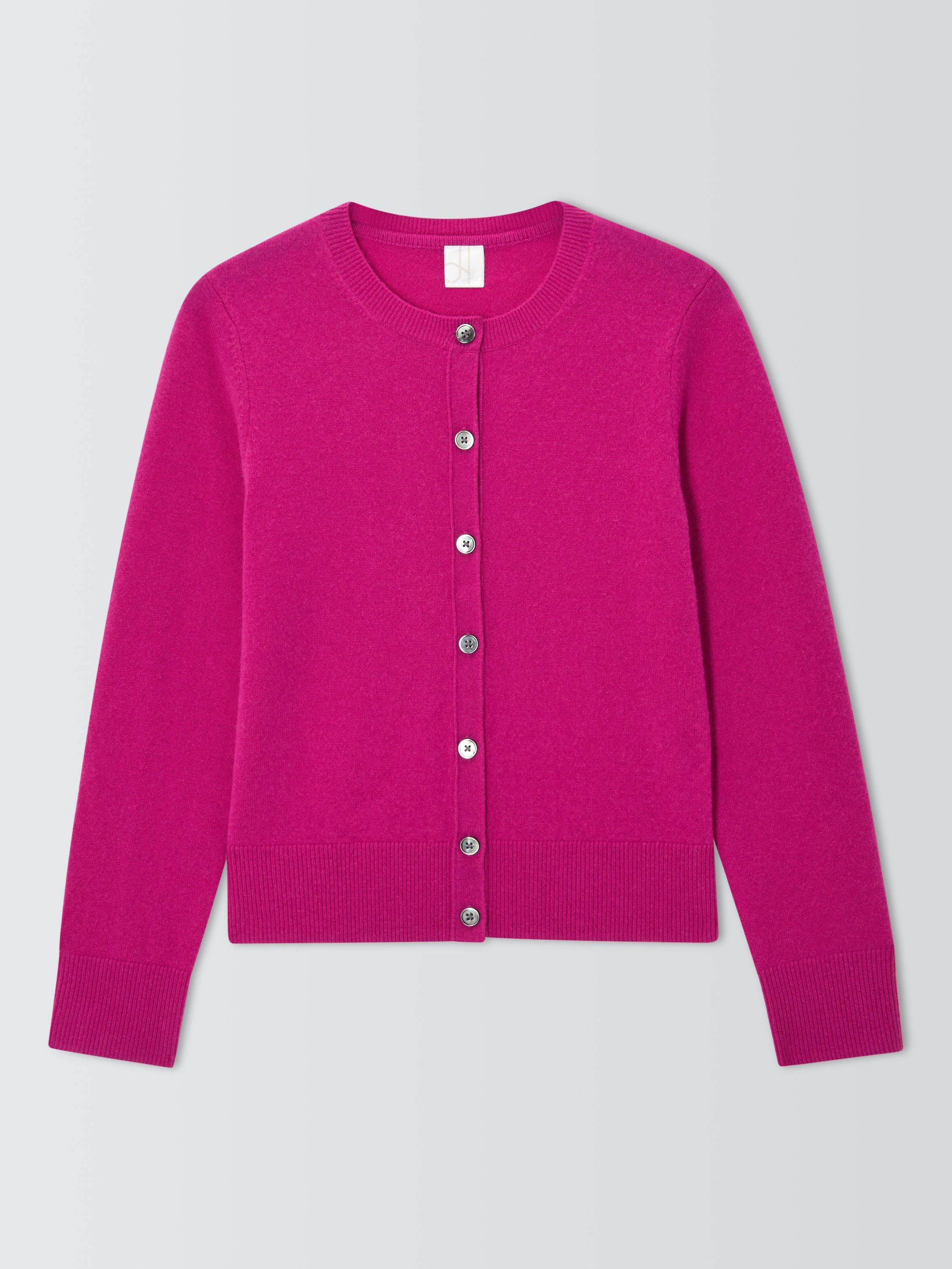 Product image 3 of 6, which shows John Lewis Cashmere Crew Neck Cardigan, Pink, 8
